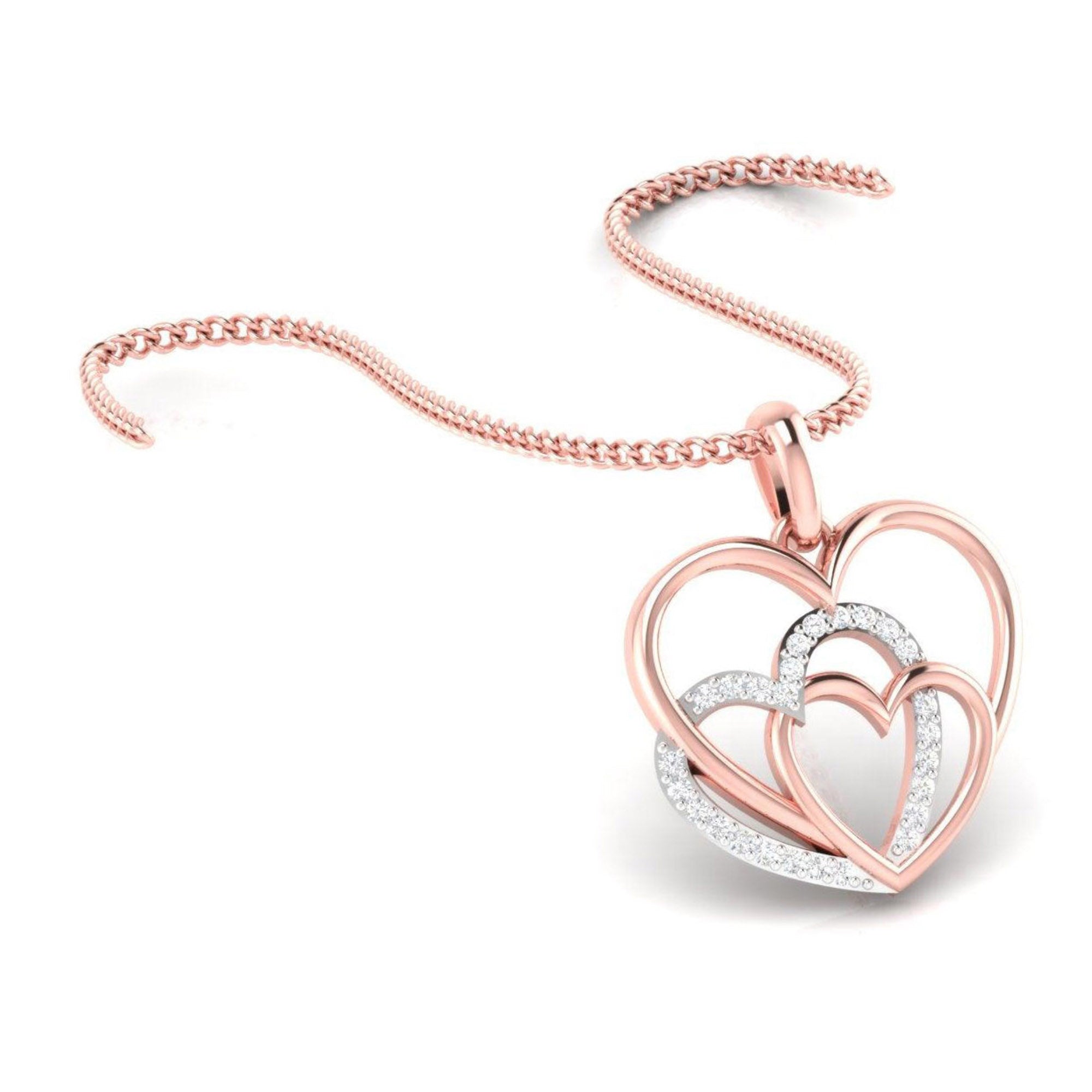 Triple Heart Rose Gold Pendant