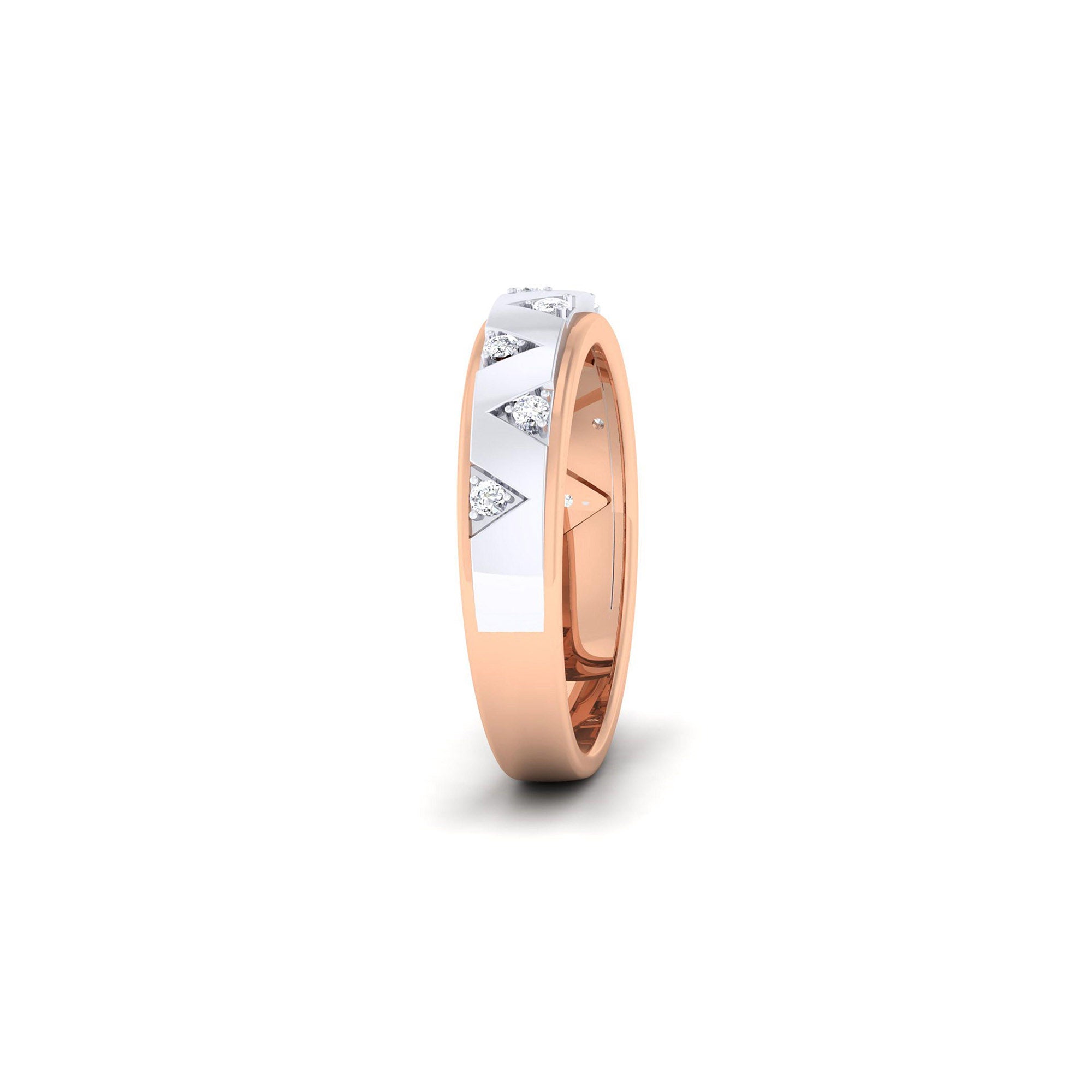 Adjustable Modern Silver Rose Gold Chevron Band