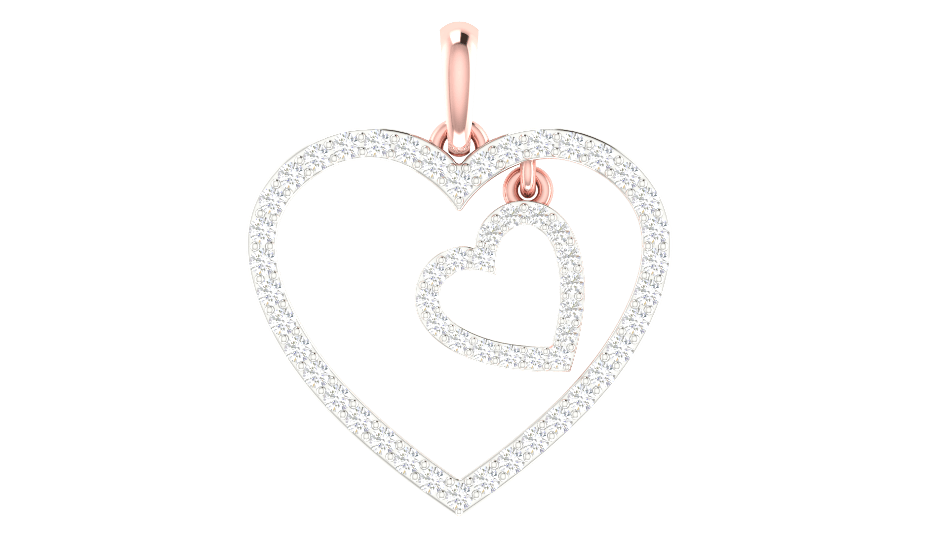 Silver Modern Adjustable Double Heart Rose Gold Pendant For Women