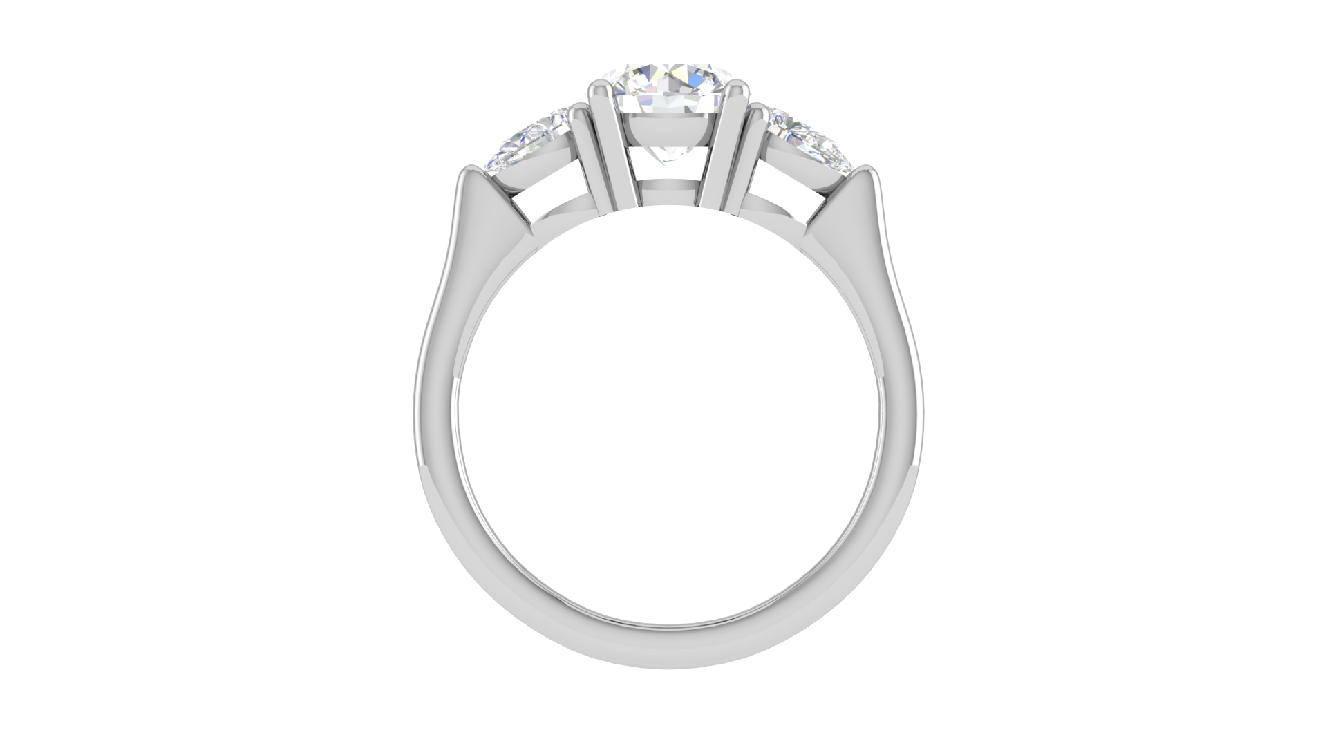 Trio Diamond White Gold Adjustable Silver Modern Ring For Women