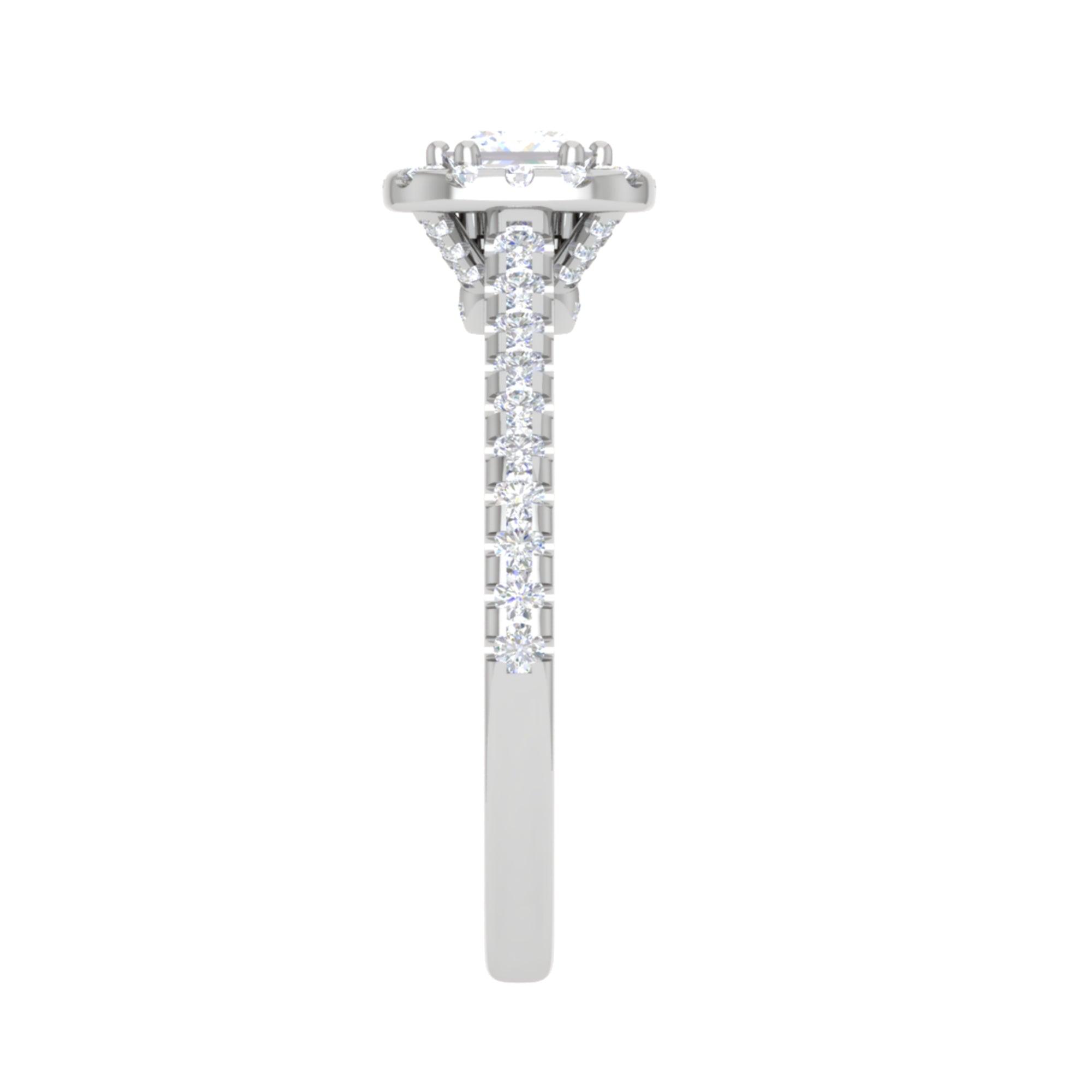 Adjustable Princess Cut Halo Silver Ring