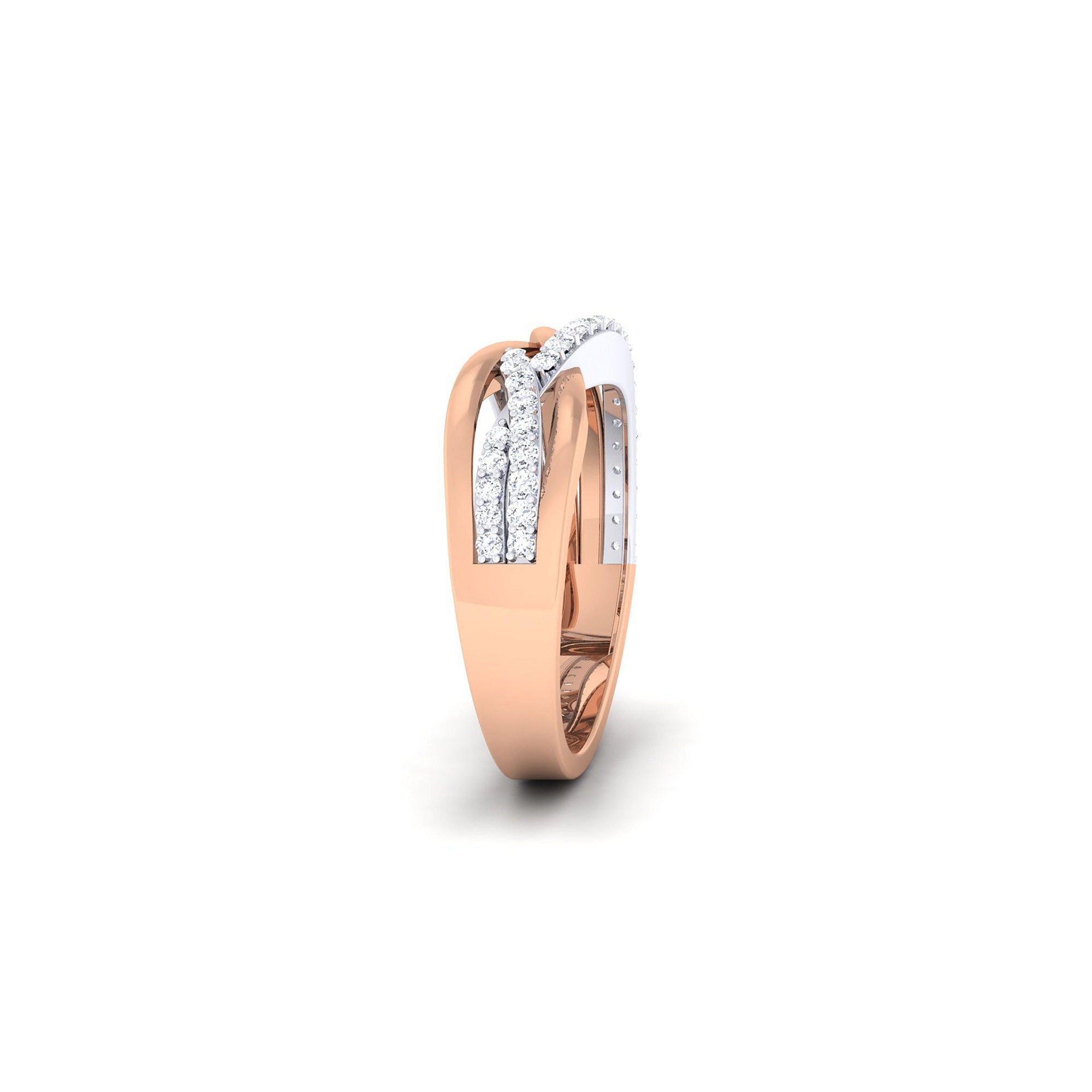Adjustable Intricate Silver Rose Gold Intersect Women Band