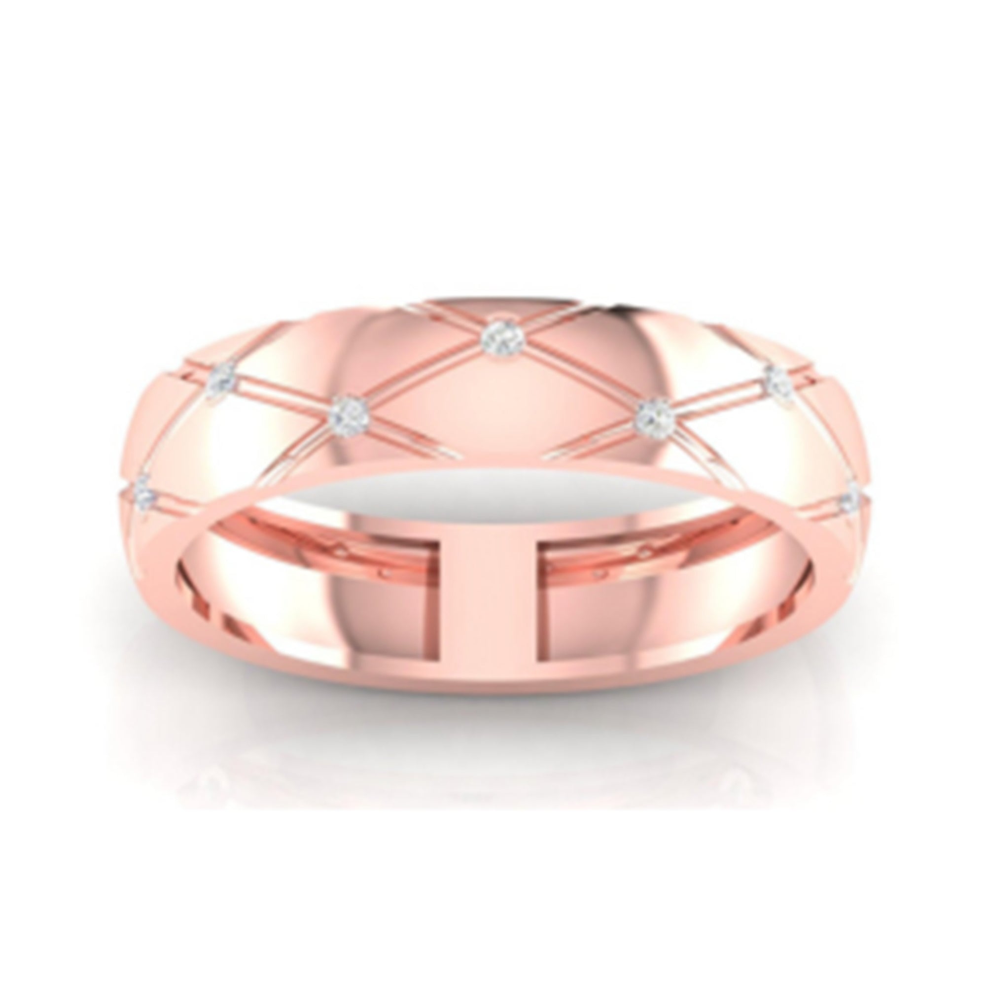 Rose Gold Diamond Band for Couple