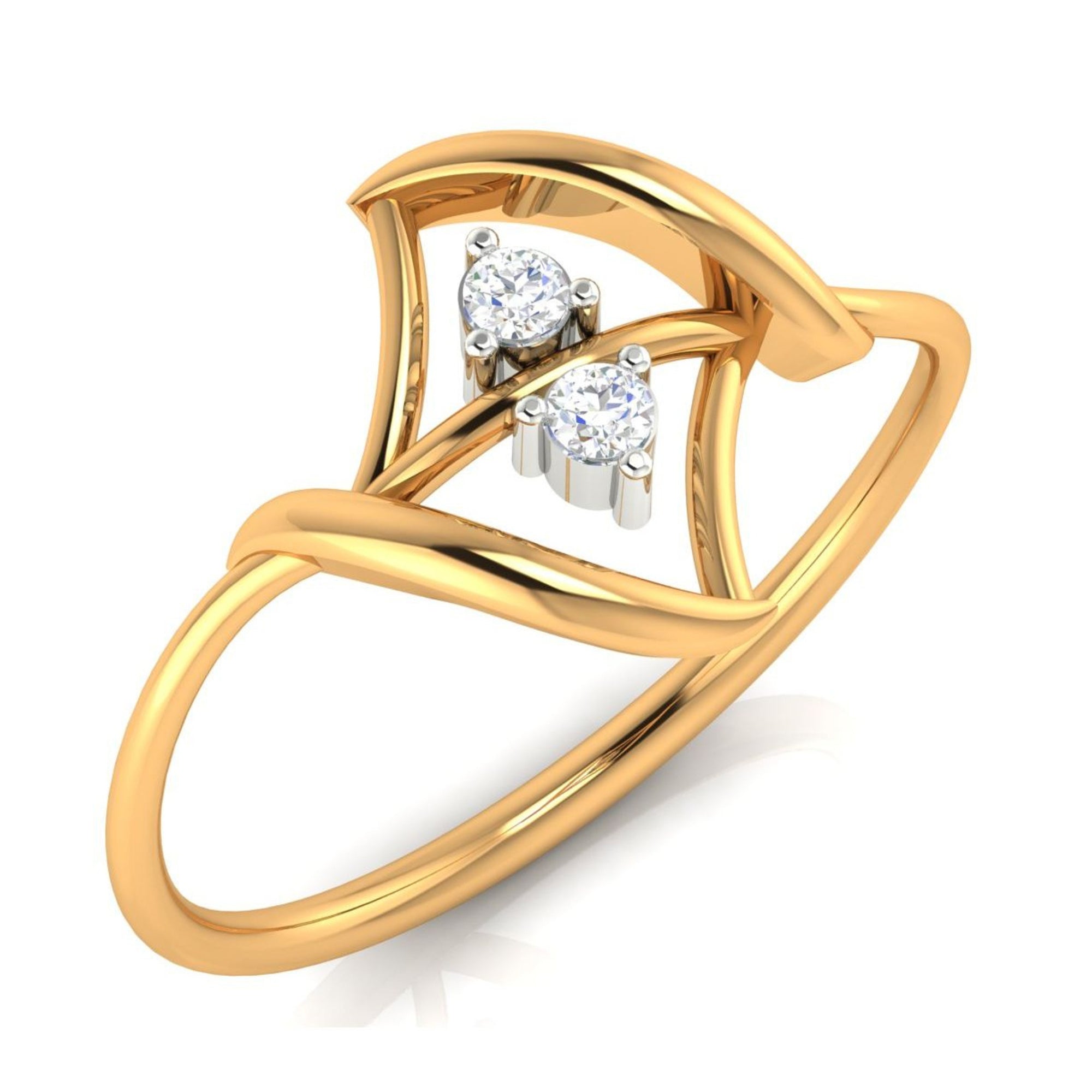 Modern Silver Dual Triangular Ring