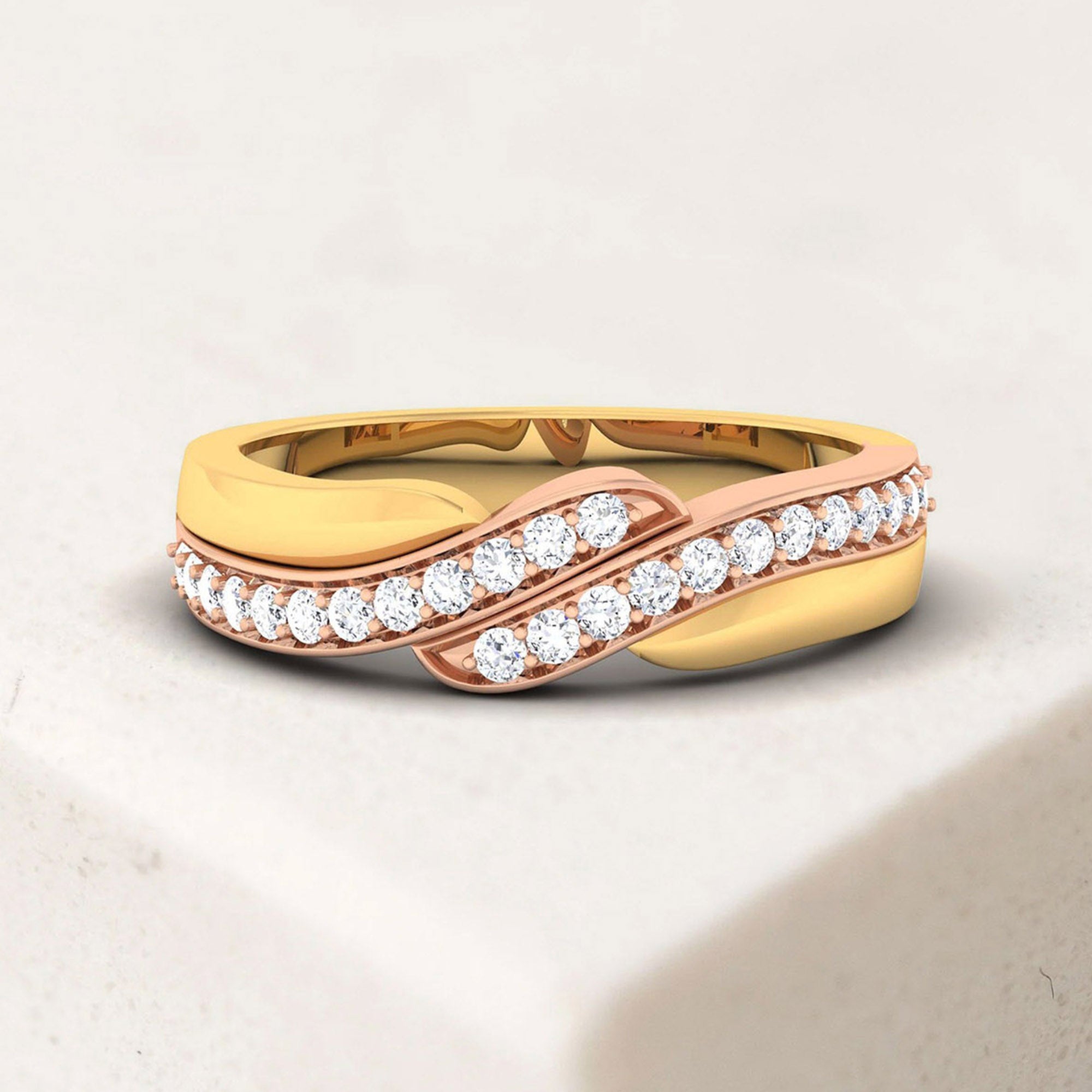 Yellow and Rose Gold Bypass Ring