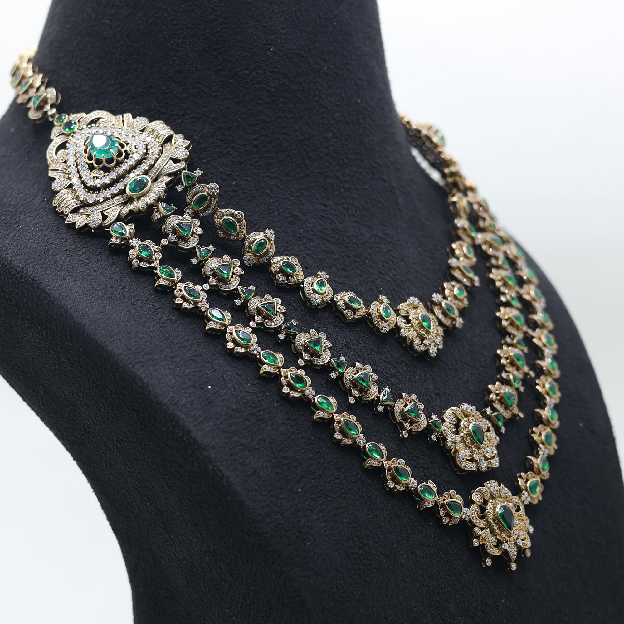 Royal Emerald Triple Layer Necklace