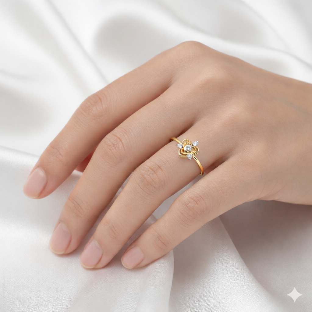 Double Heart Floral Ring