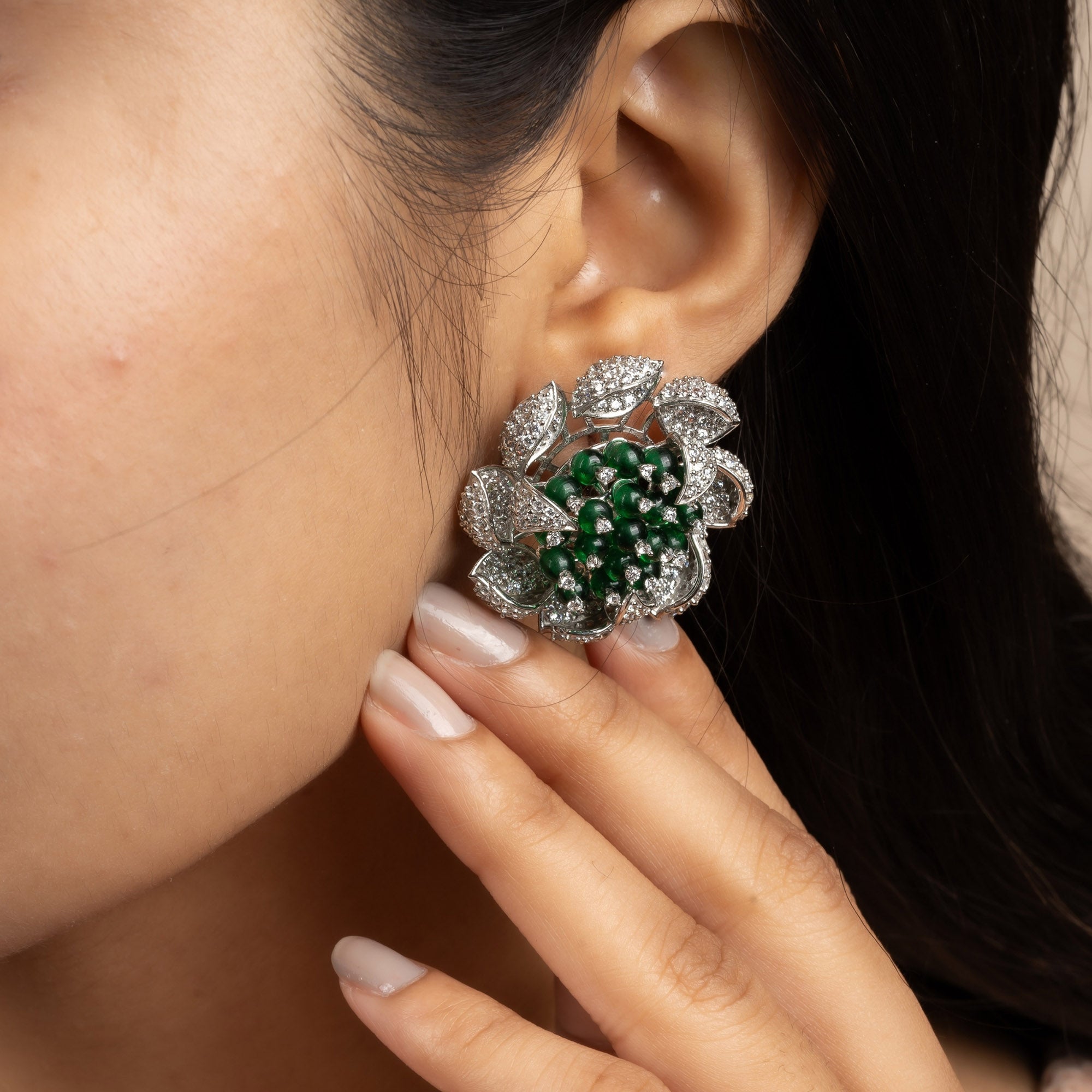 Green jewel Bloom Earring