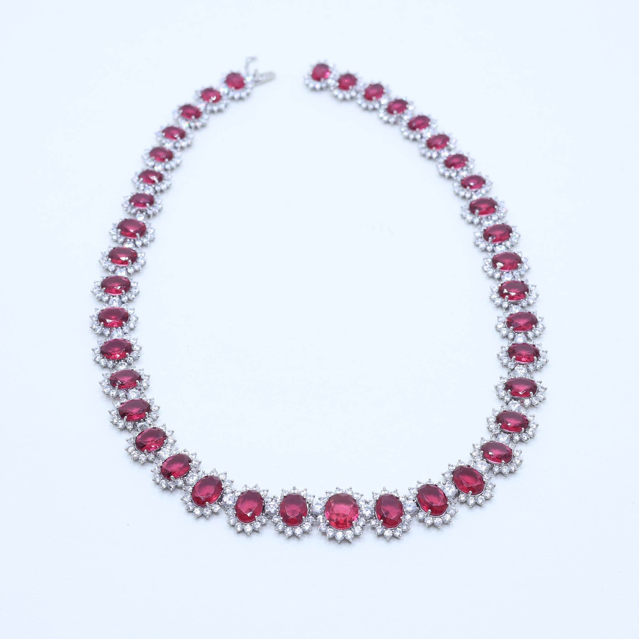 White Gold Ruby and Diamond Necklace