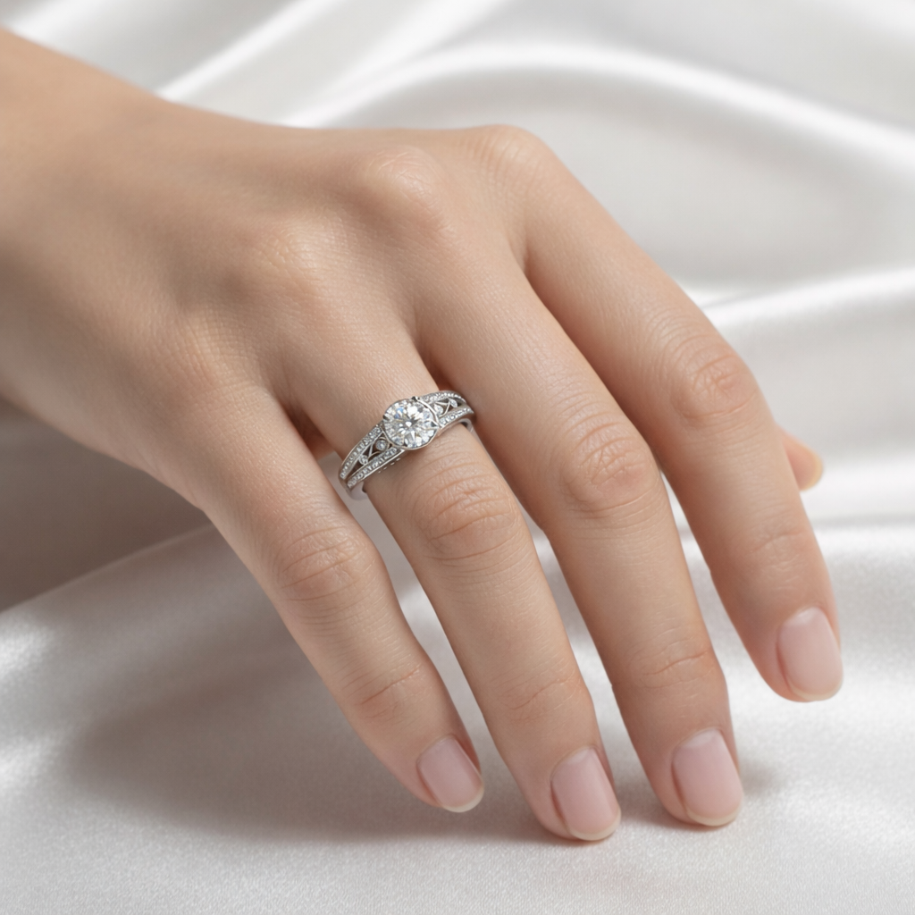 Round Diamond Halo Engagement Ring