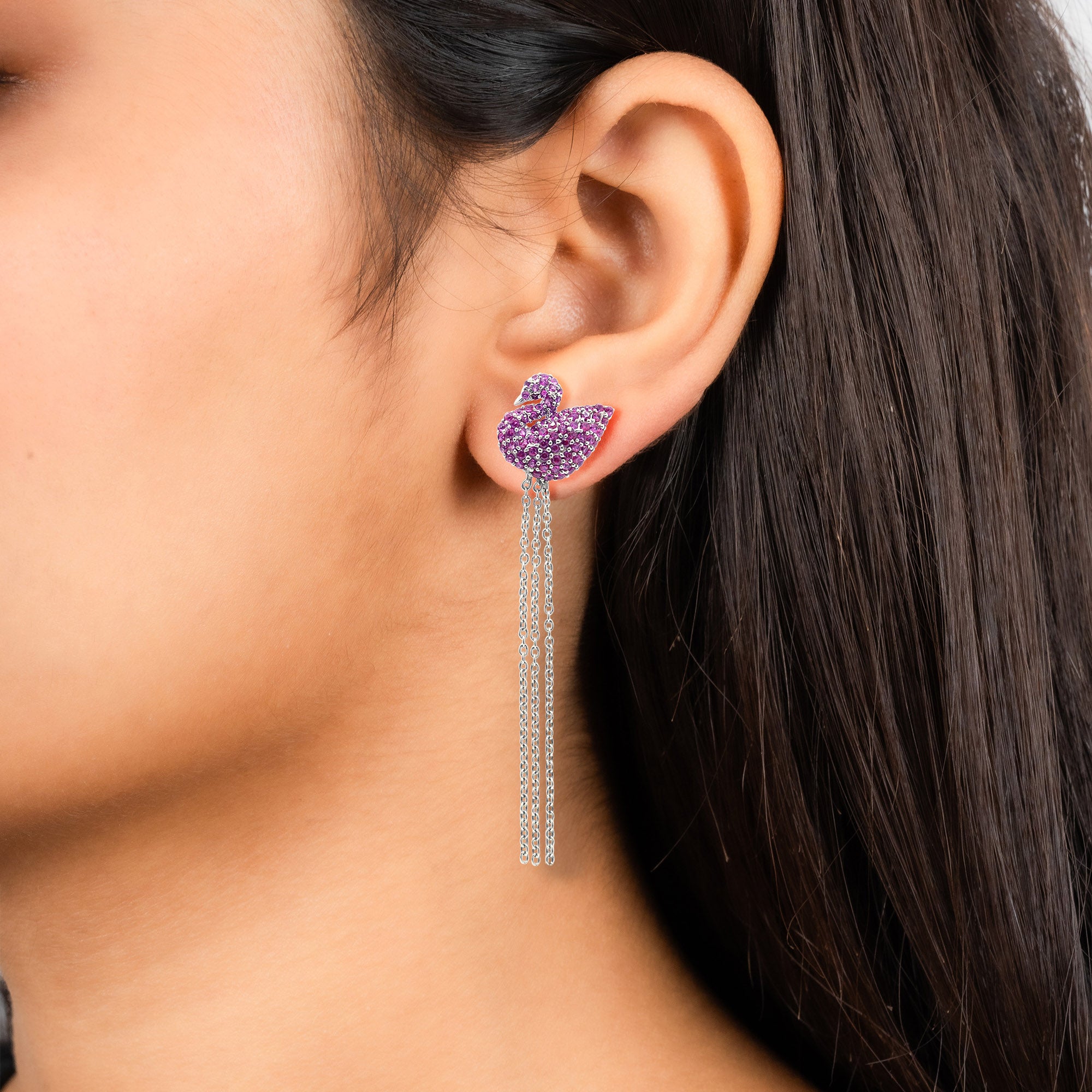 Elegant Swan Dangle Earrings