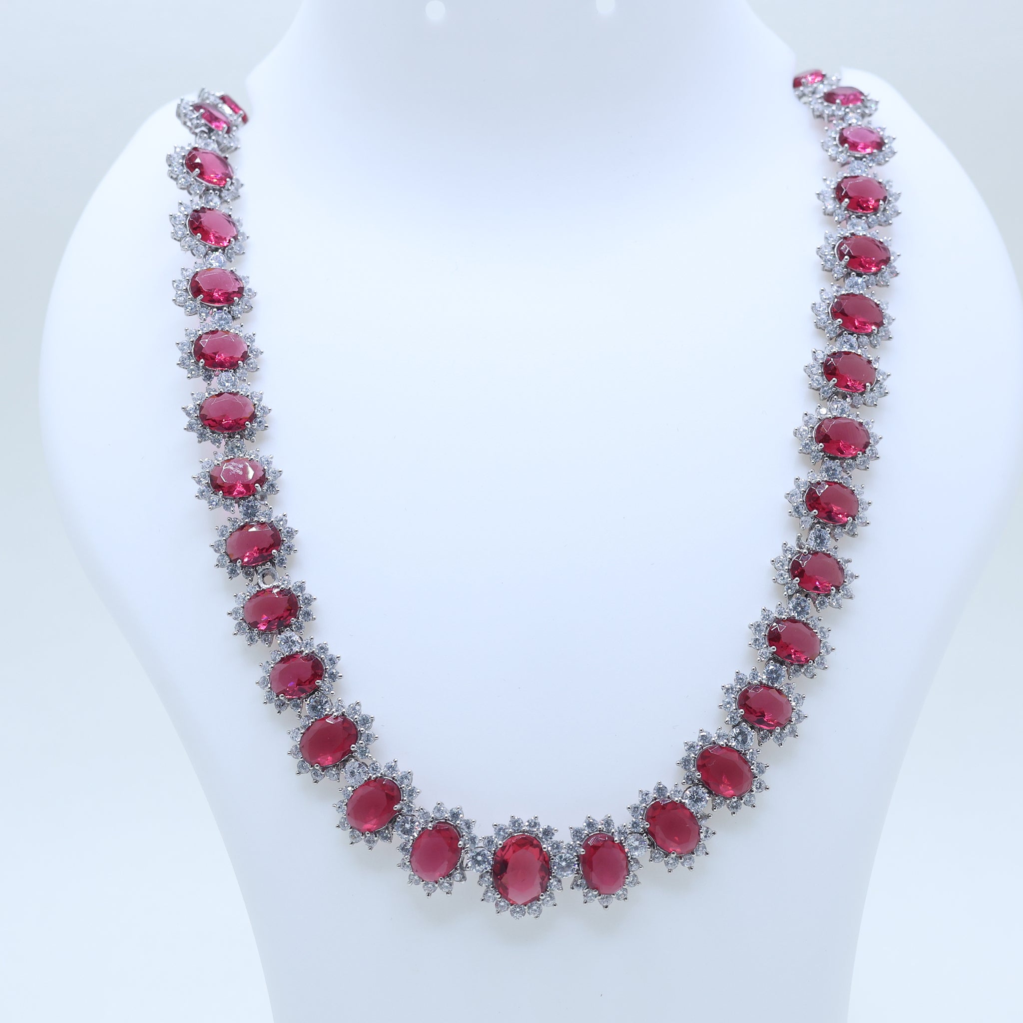 White Gold Ruby and Diamond Necklace