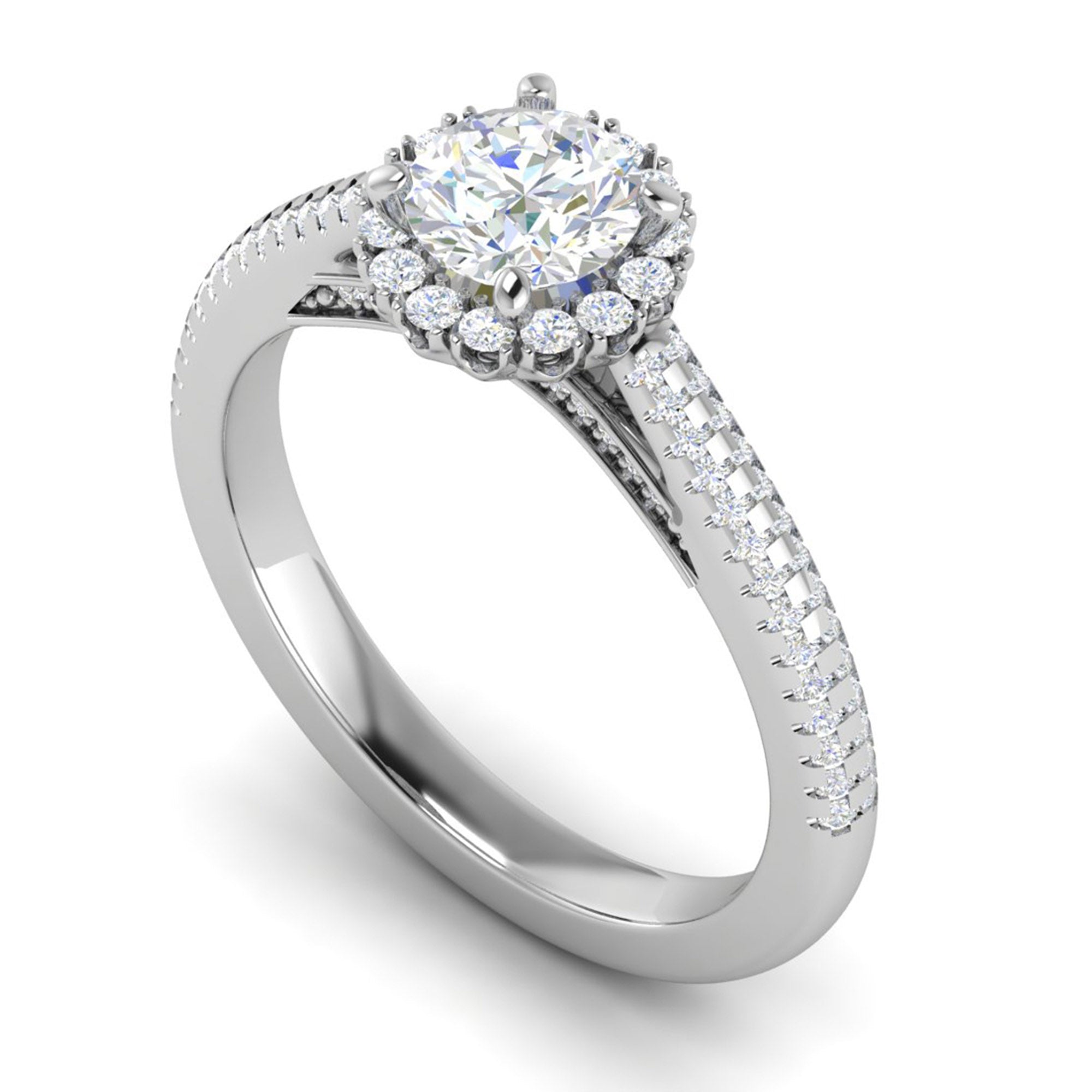 White Gold Plated Round Halo Ring