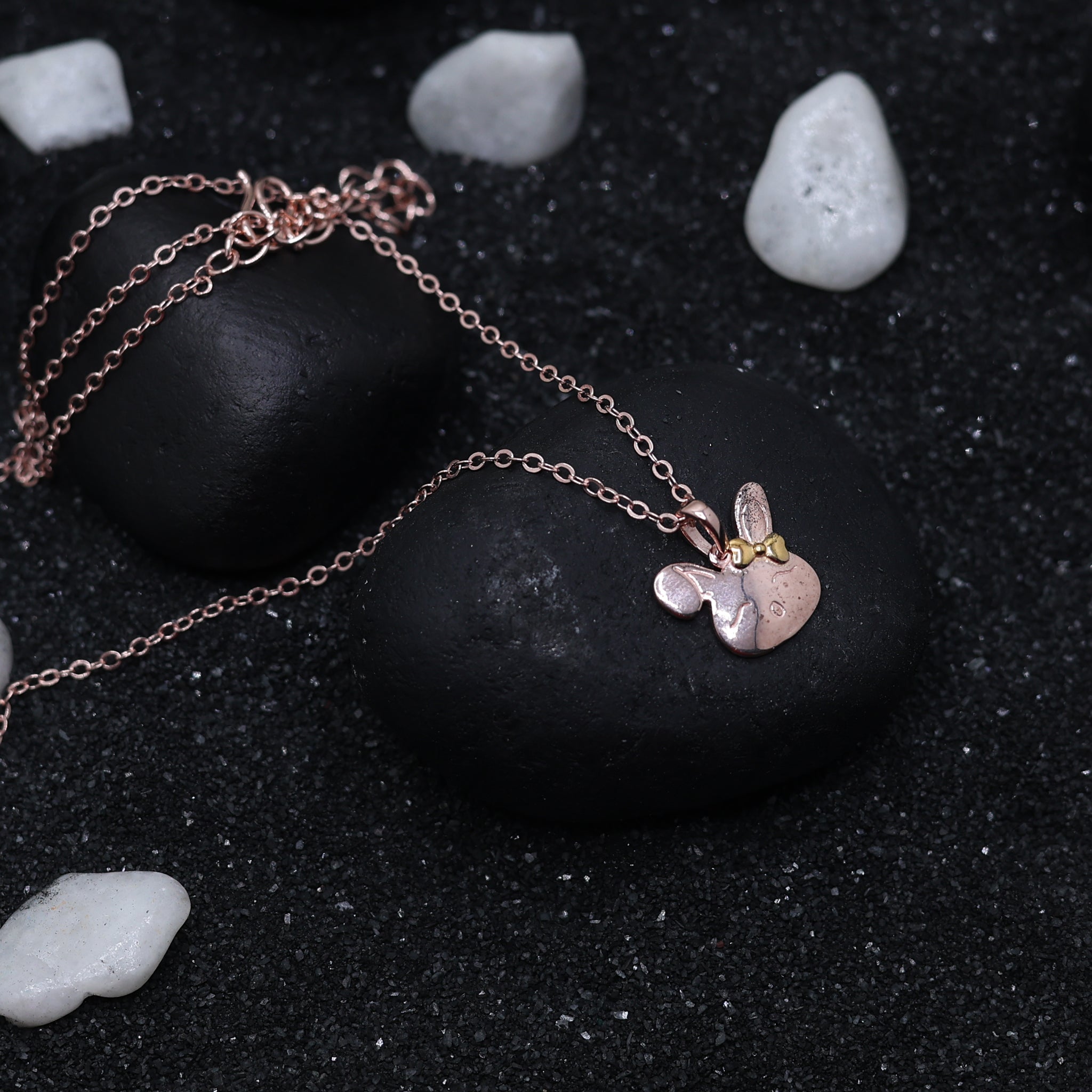 Silver Cute Cartoon Style Kawaii Bunny Rose Gold Pendant For Kids