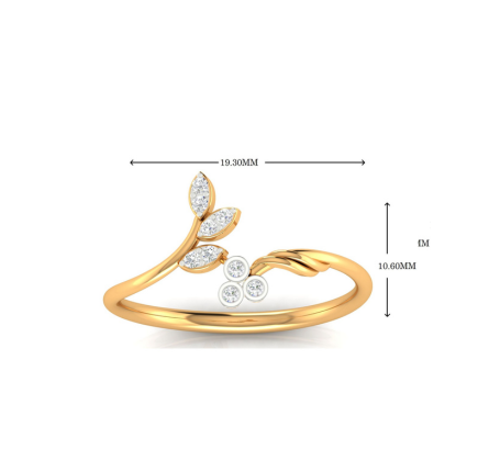 Silver Yellow Gold Adjustable Organic Dual Twist Branch Leaf Delicate Ring for Women
