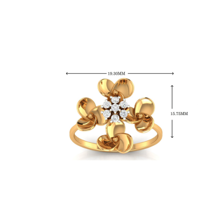 Silver Yellow Gold Adjustable Floral Triple Petal Elegant Diamond Accent Ring for Women