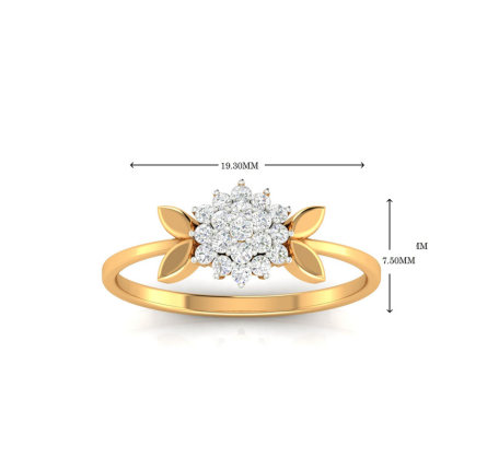Silver Yellow Gold Adjustable Floral Cluster Sparkling Diamond Ring for Women