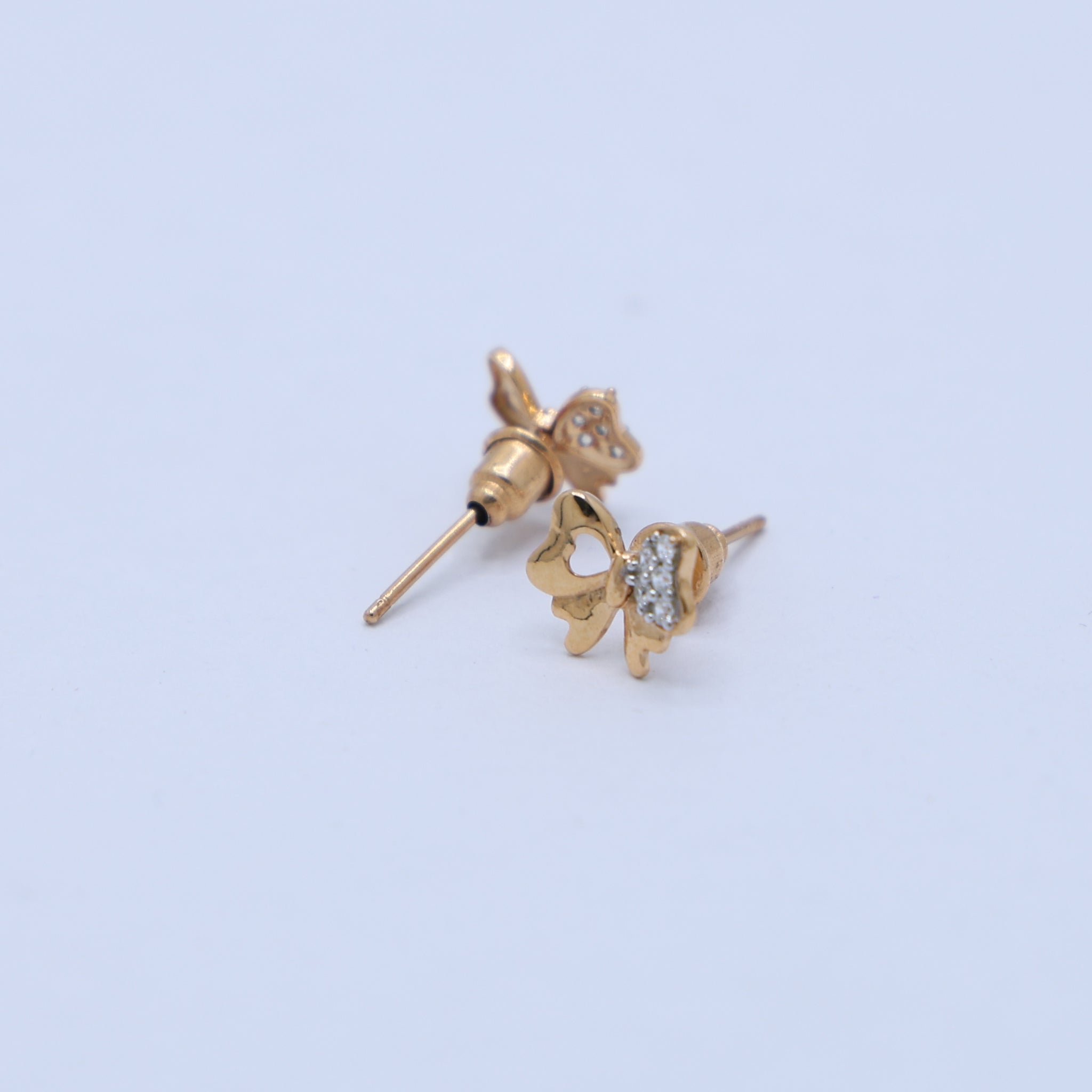 Heart Butterfly Yellow Gold Silver Sparkling Earring for Kids