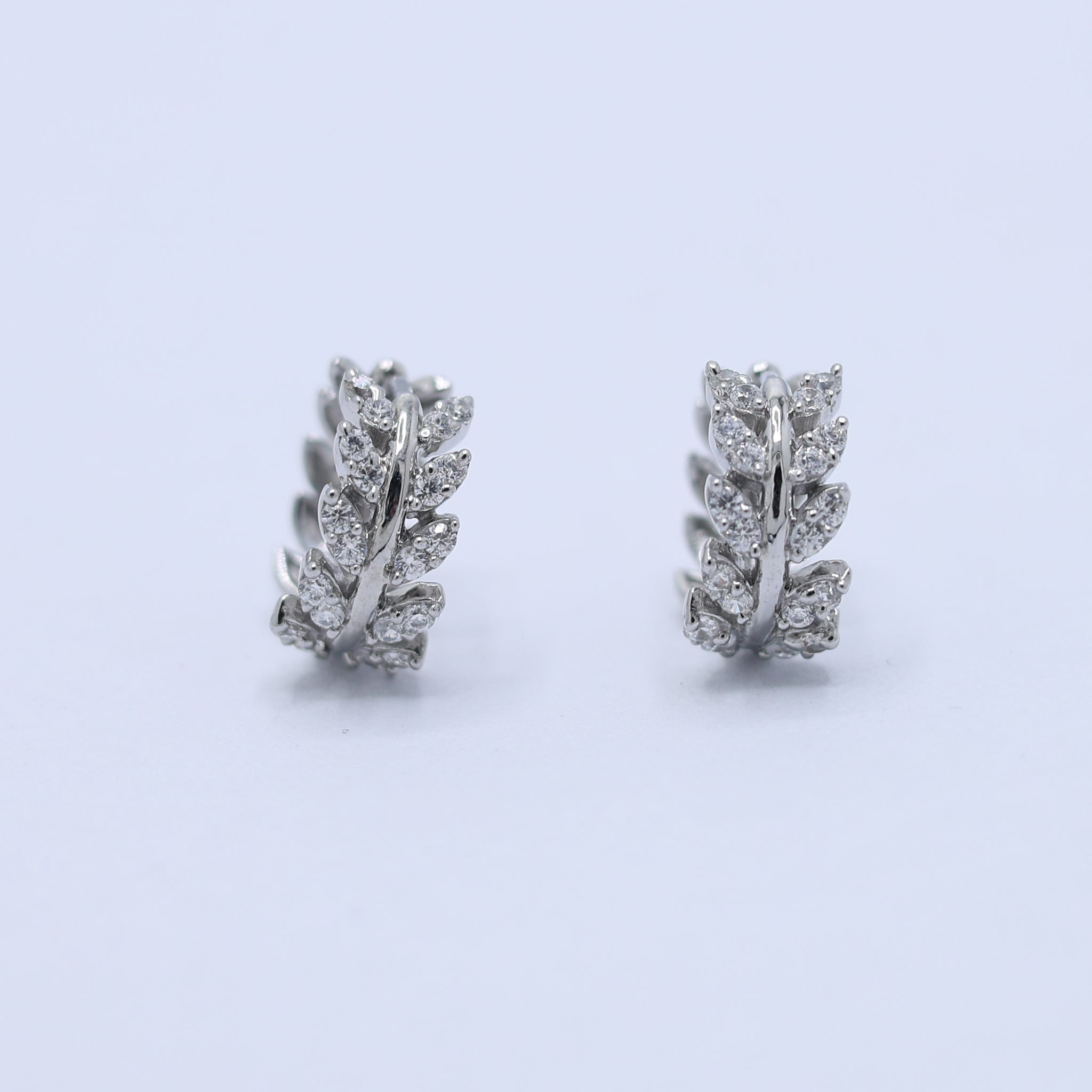 White Gold Plated Leaf Earrings