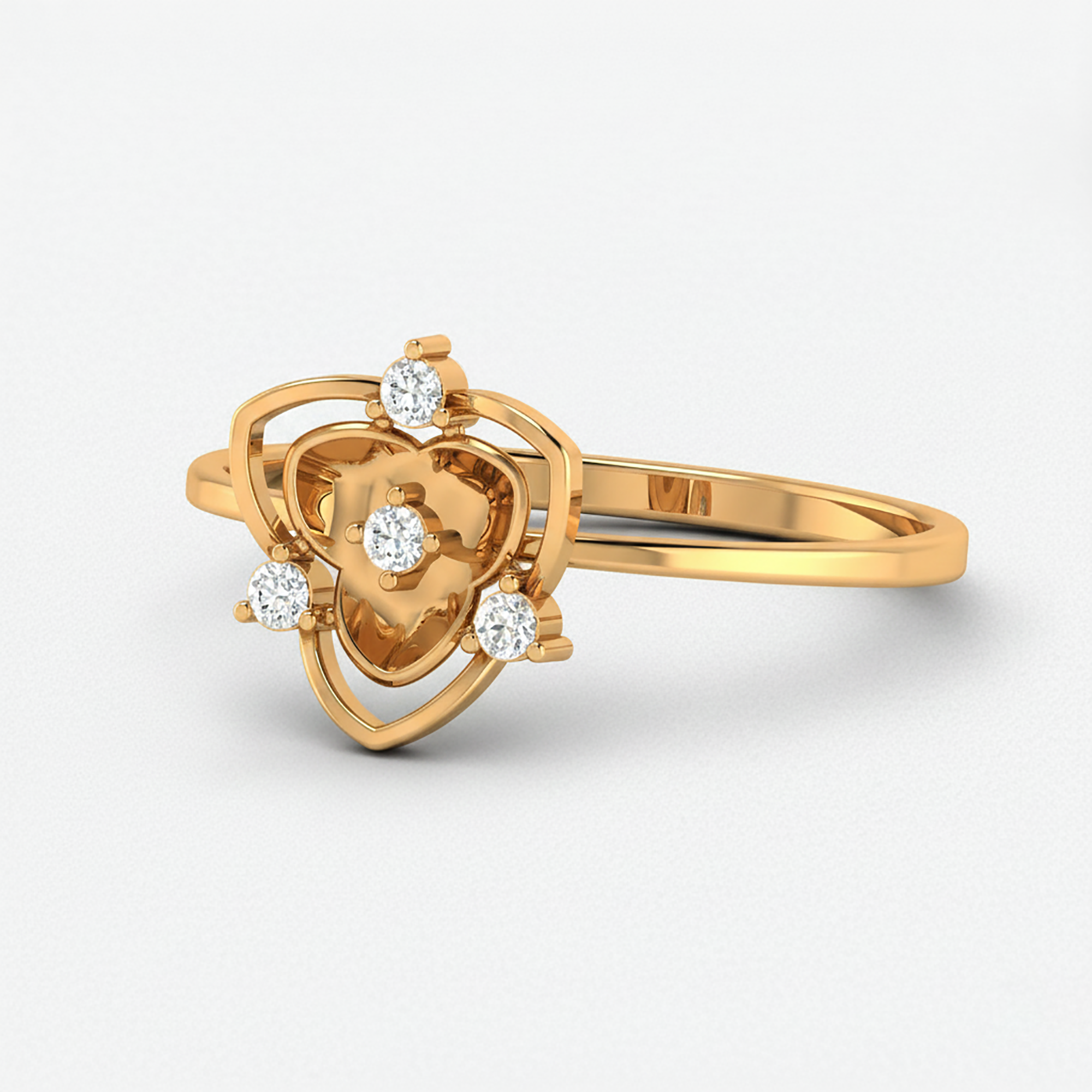 Double Heart Floral Ring