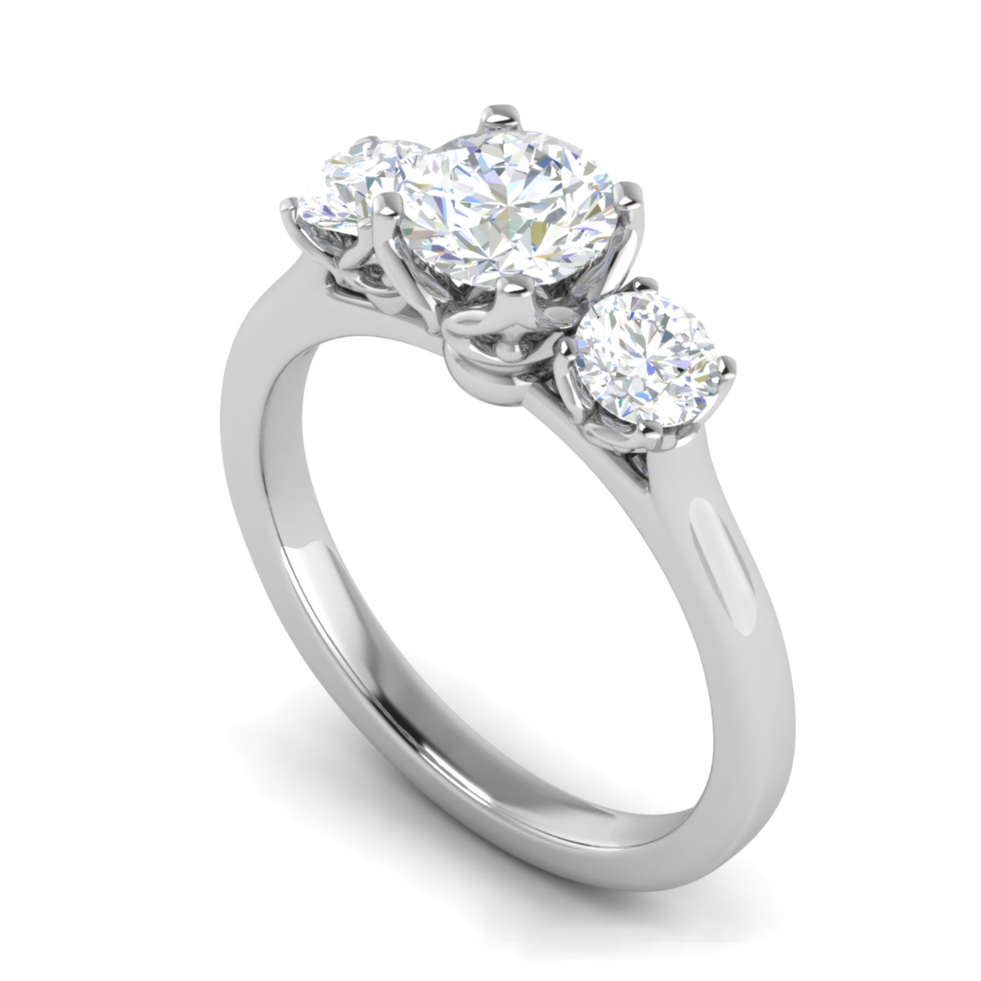 Classic Three Stone Sterling Silver Ring