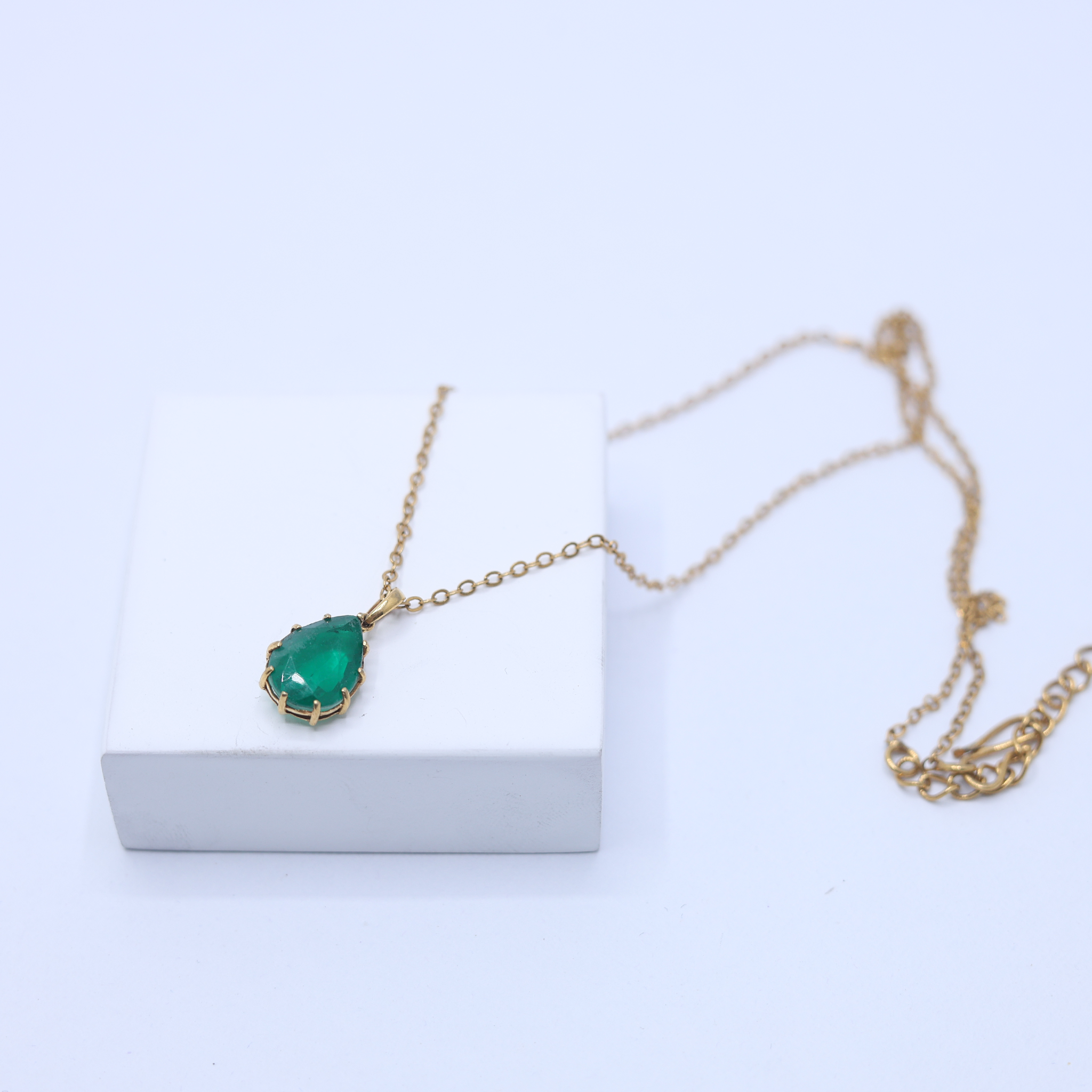 Minimal Pear Emerald Pendant