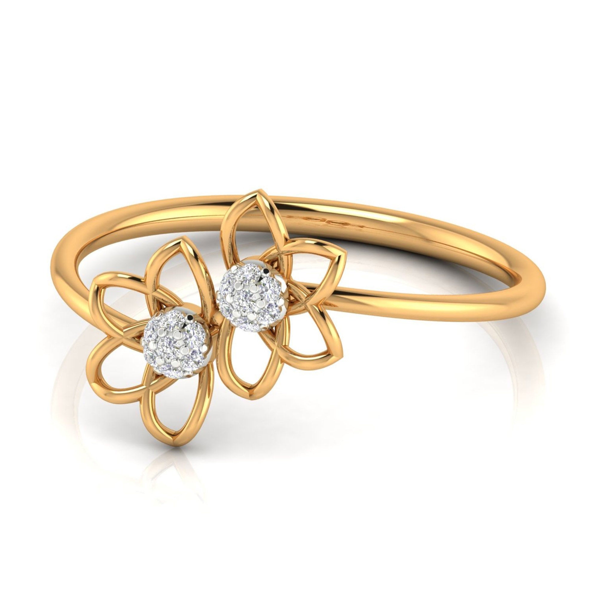 Elegant Dual Flower Diamond Ring