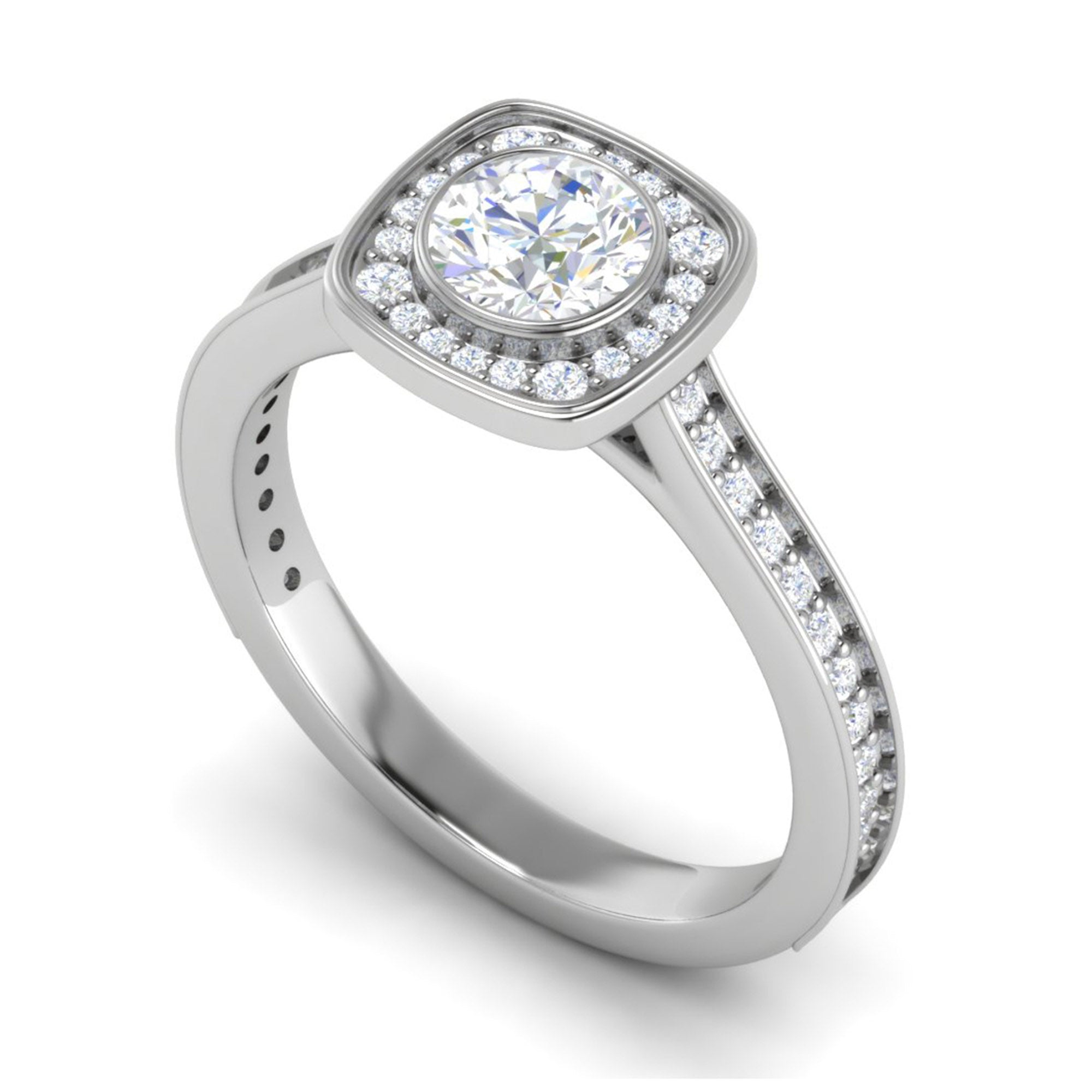 Bridal Silver Solitaire Halo Ring