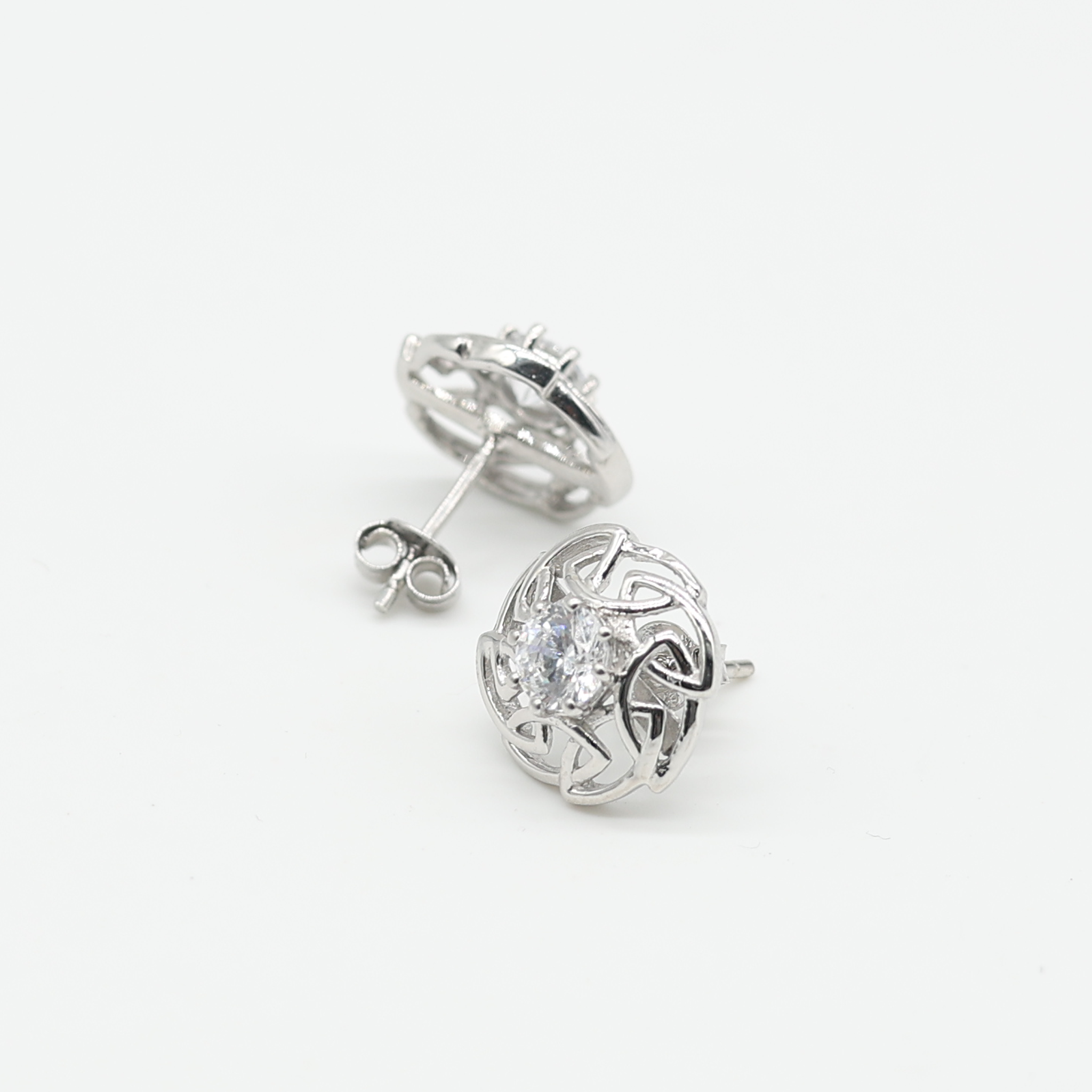 White Gold Adjustable Silver Blommer Stud Earring For Woman