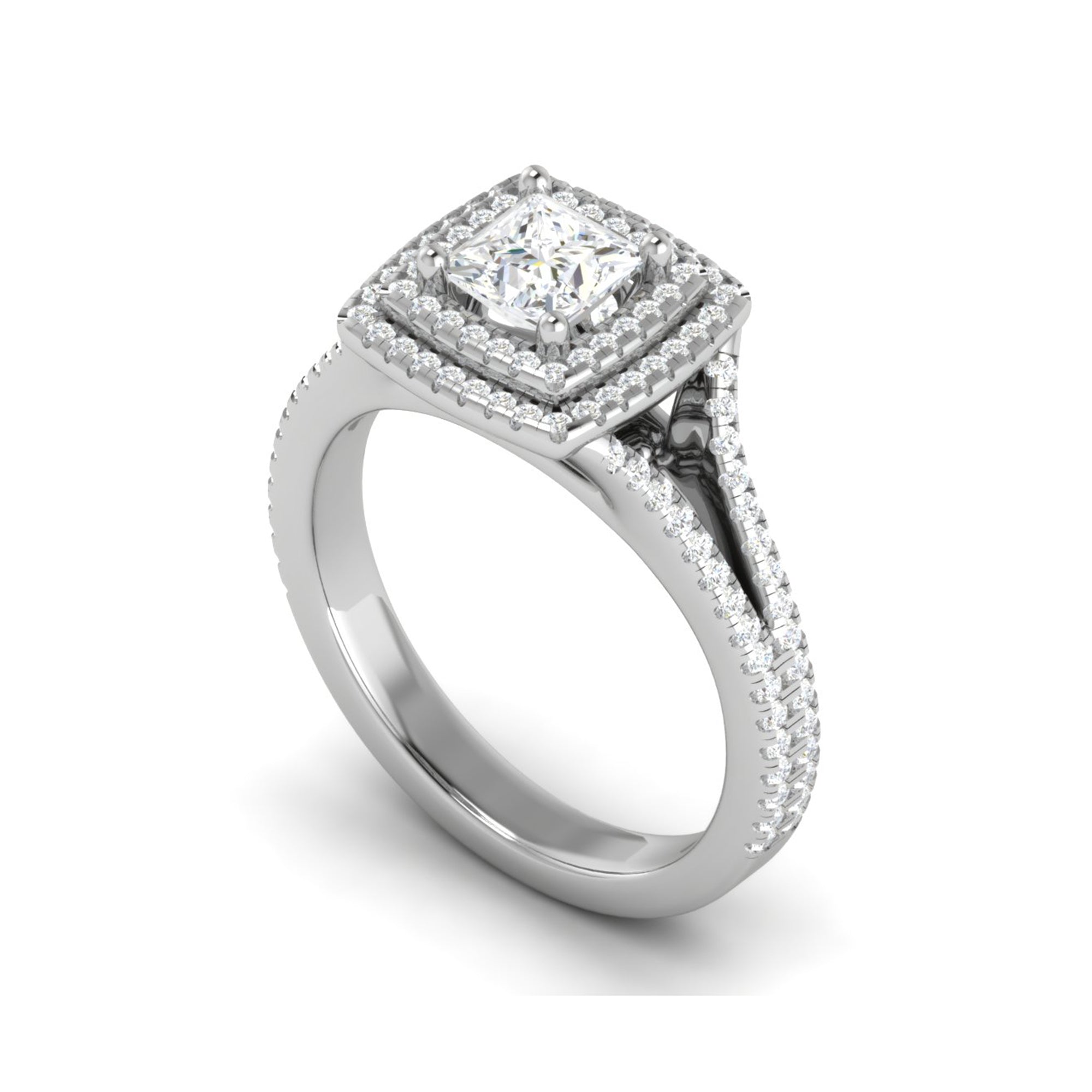Split Shank Halo Engagement Ring
