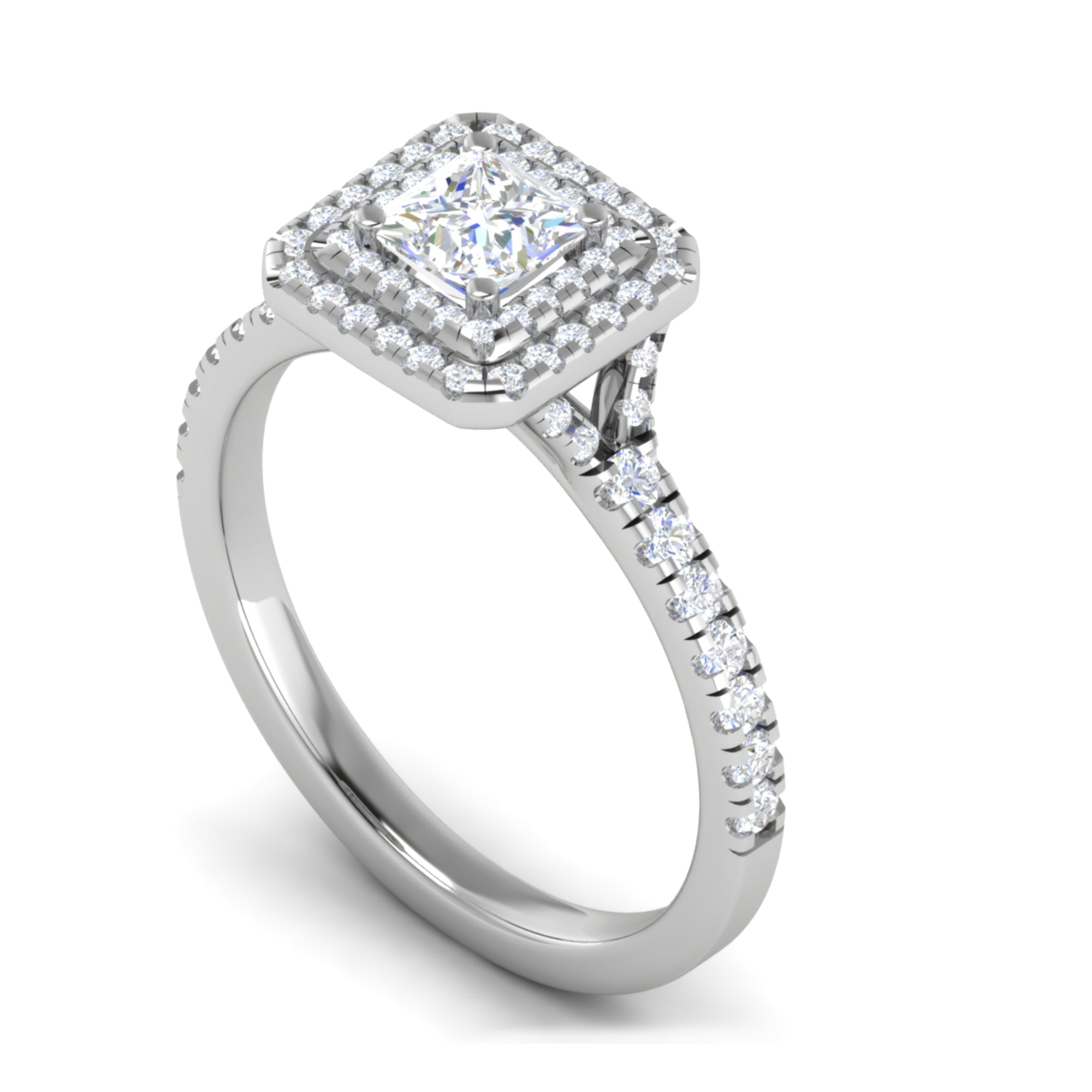Solitaire American Diamond Halo Ring