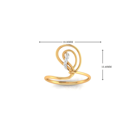 Silver Yellow Gold Adjustable Open Curved Abstract Diamond Accent Ring For Woman