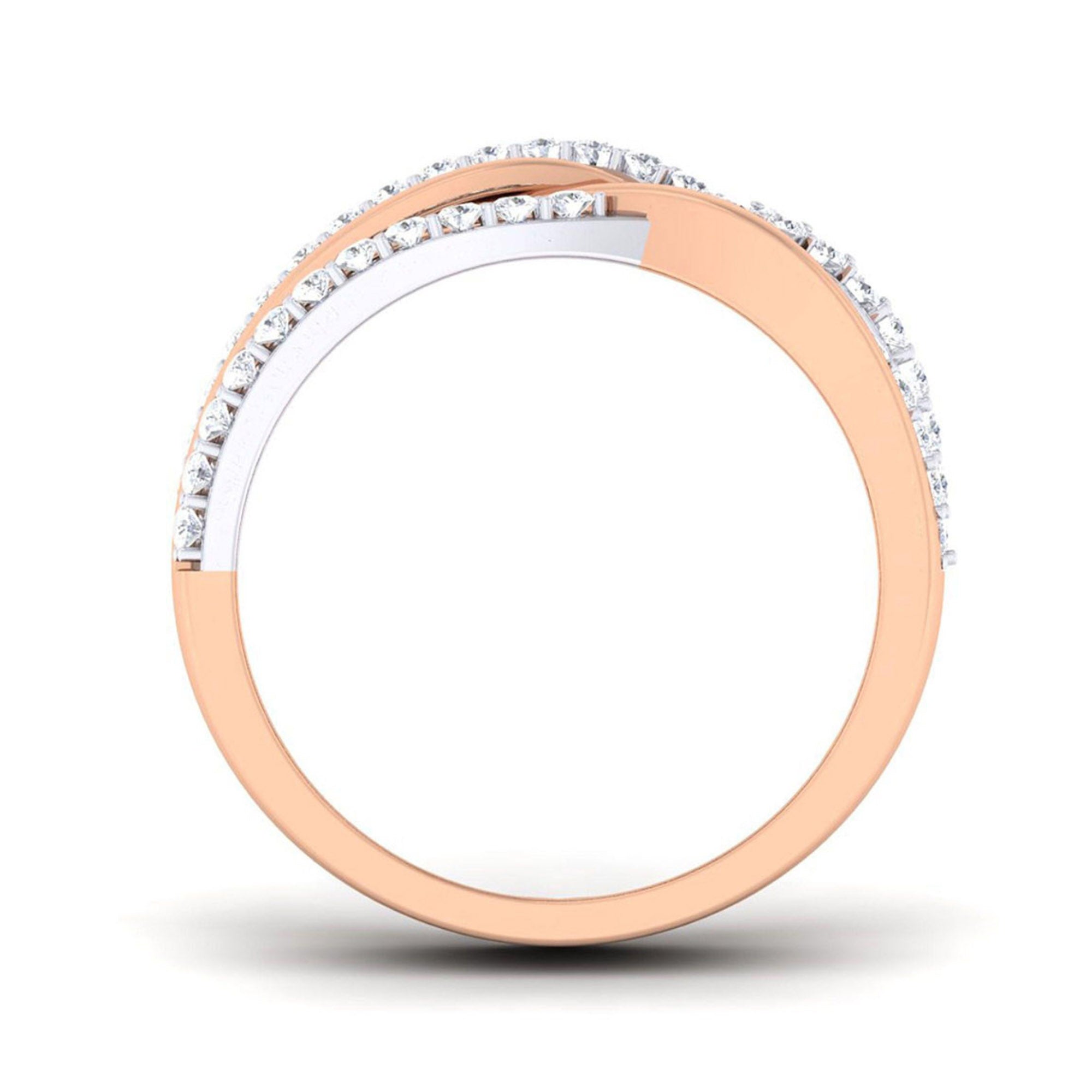 Overlapping Band Ring with Diamonds
