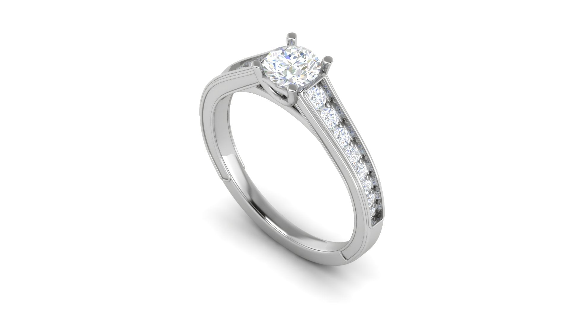 White Gold Adjustable Silver Shimmering Channel-Set Diamond Bridal Ring For Woman