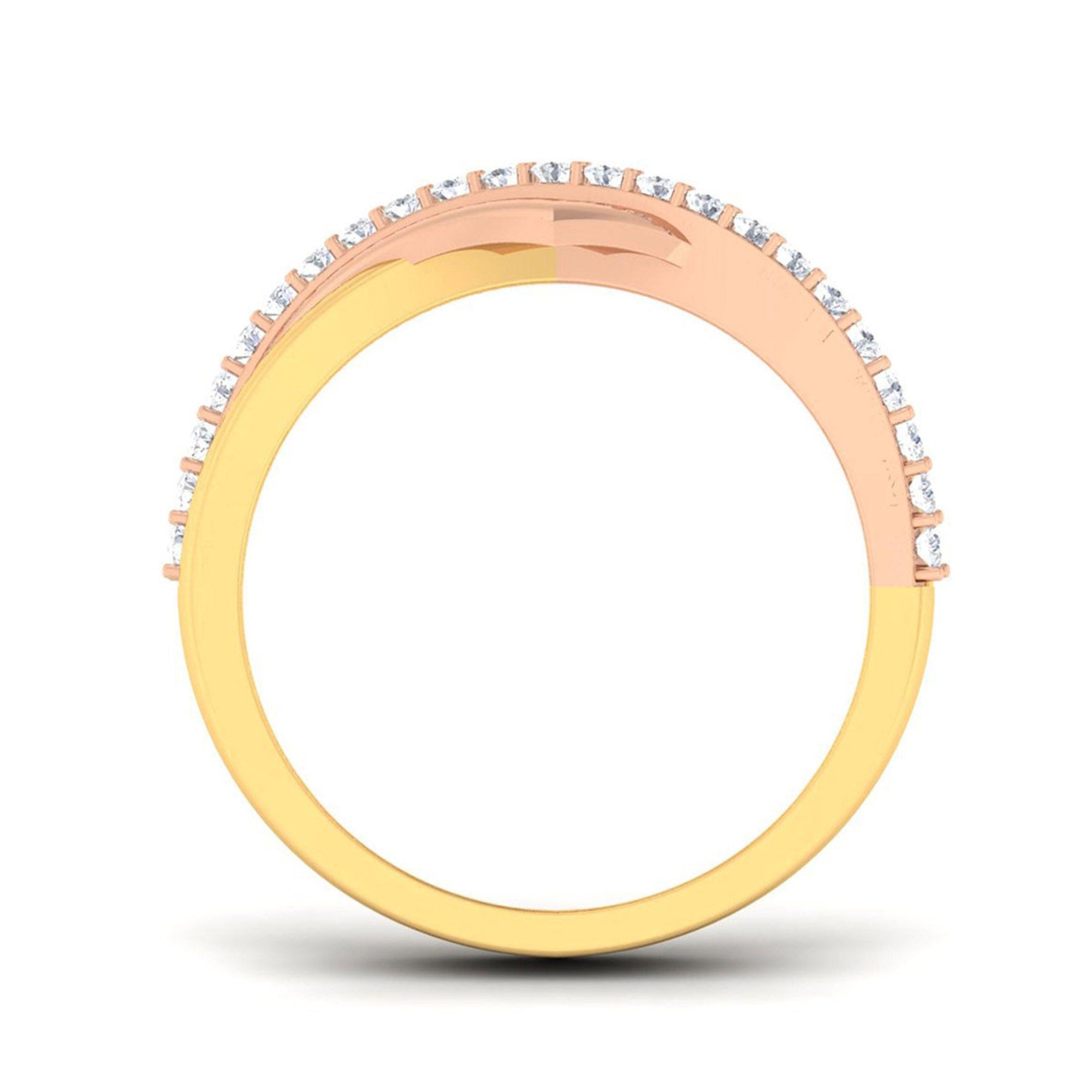 Two Tone Diamond Crossover Ring