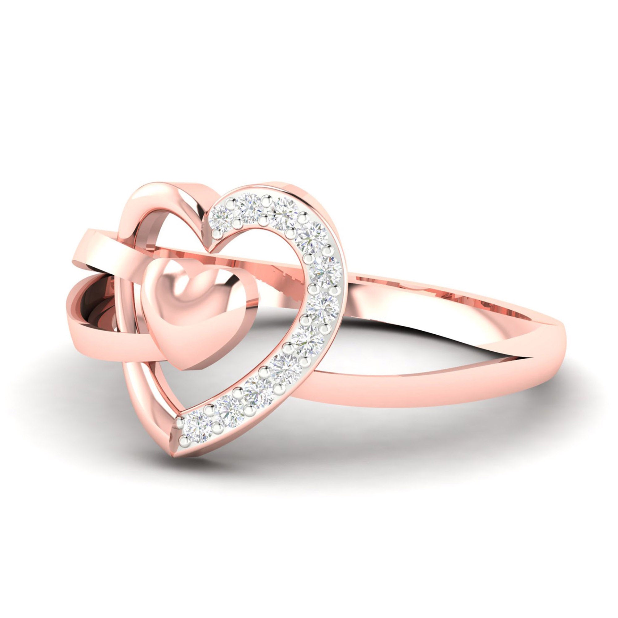 Overlapping Rose Gold Heart Ring