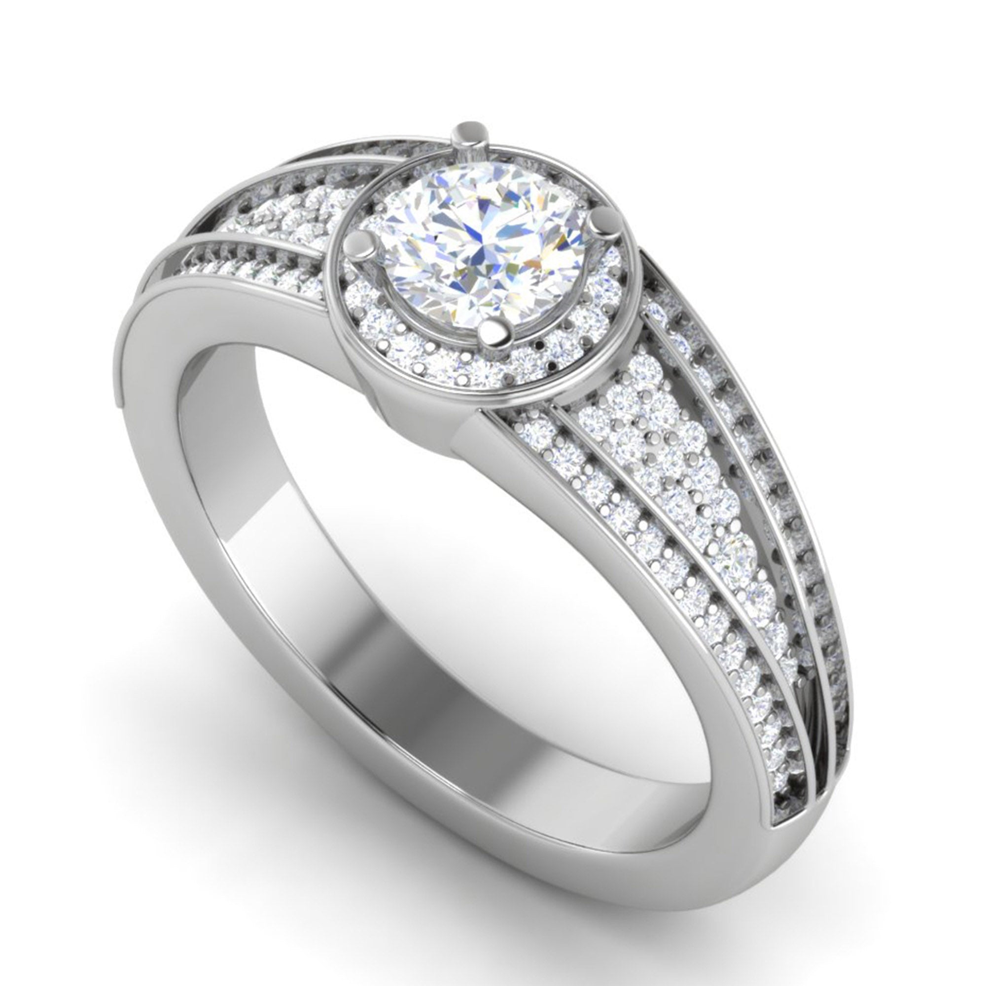 Sterling Silver Diamond Halo Ring