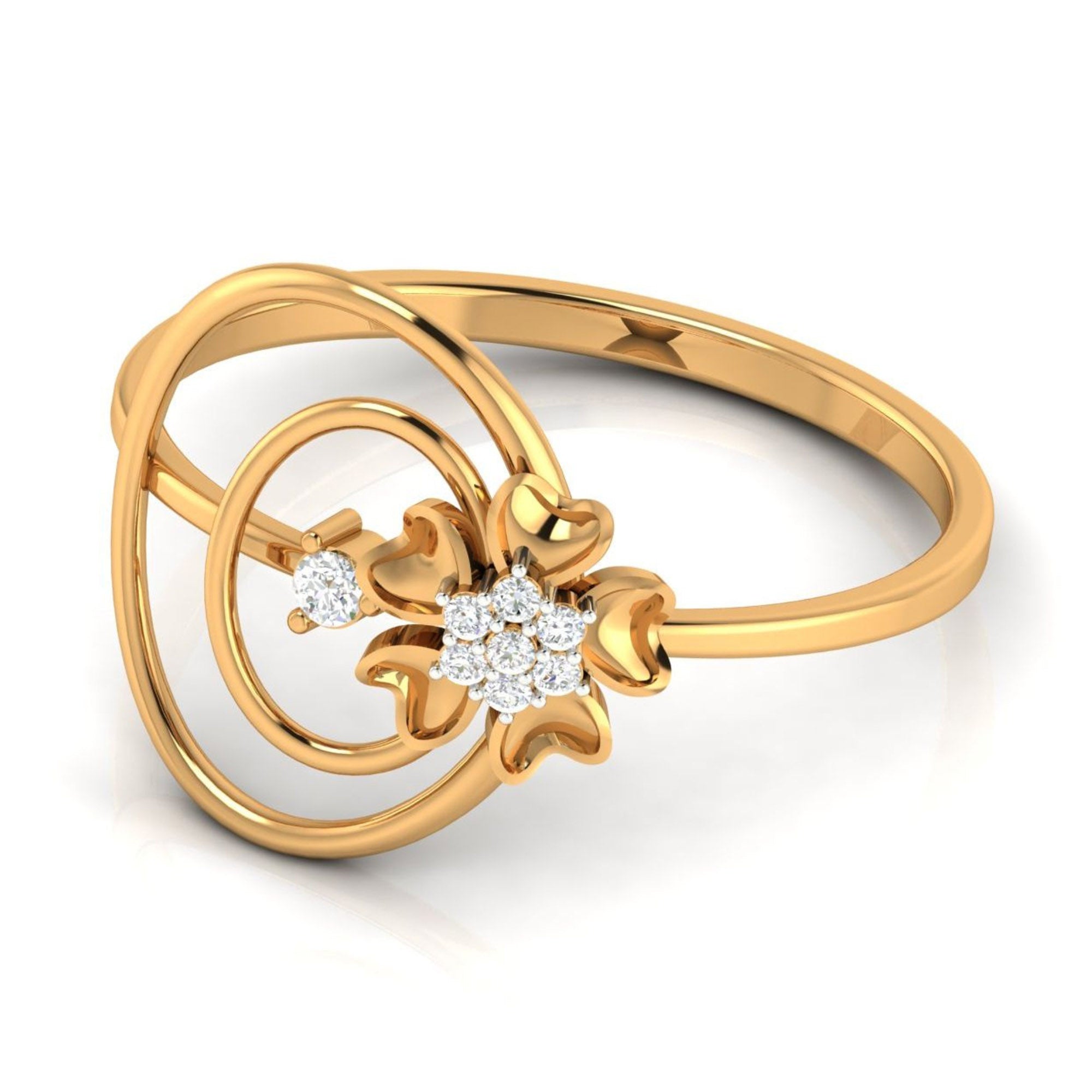 Unique Floral Swirl Diamond Ring