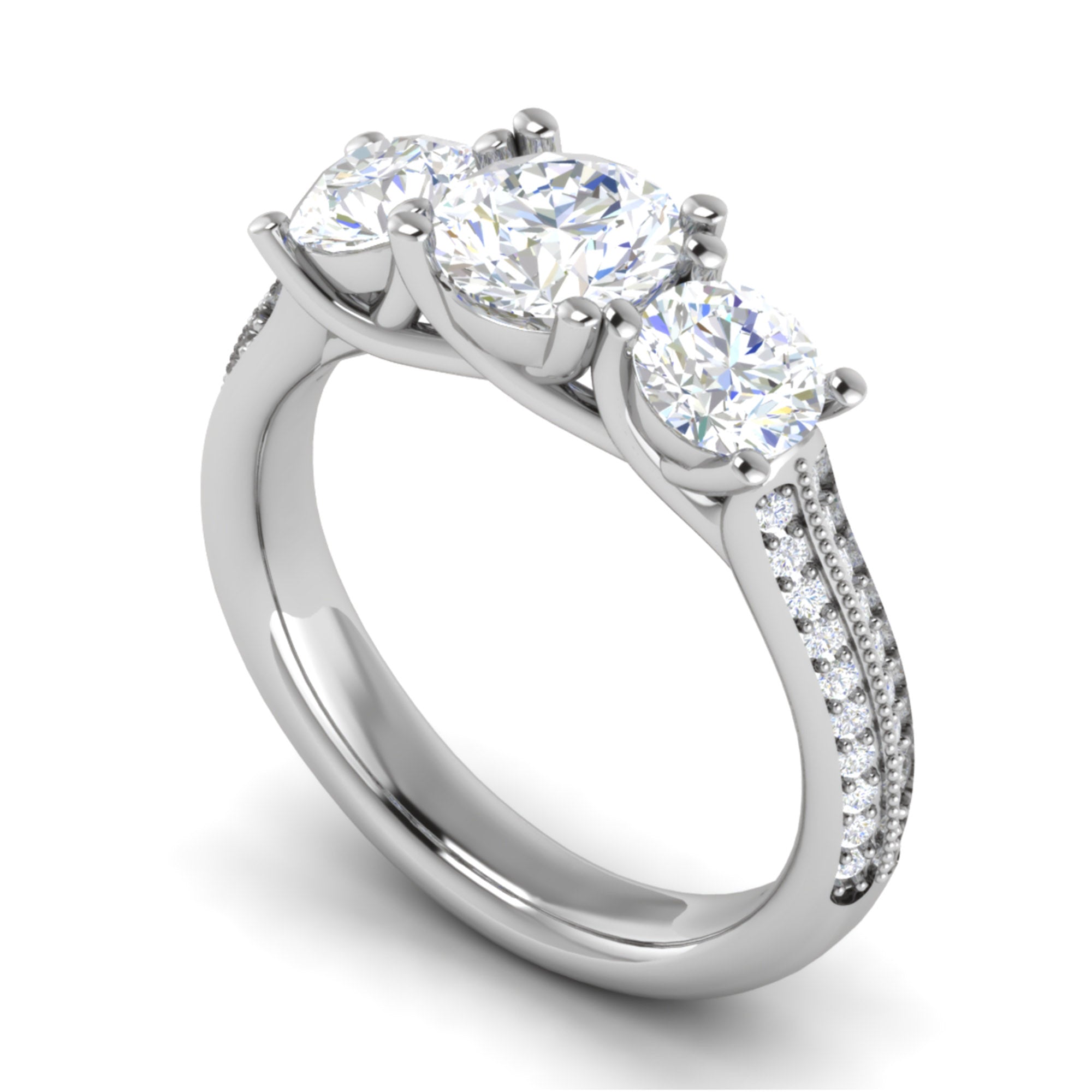 Stunning Three Stone Silver Ring