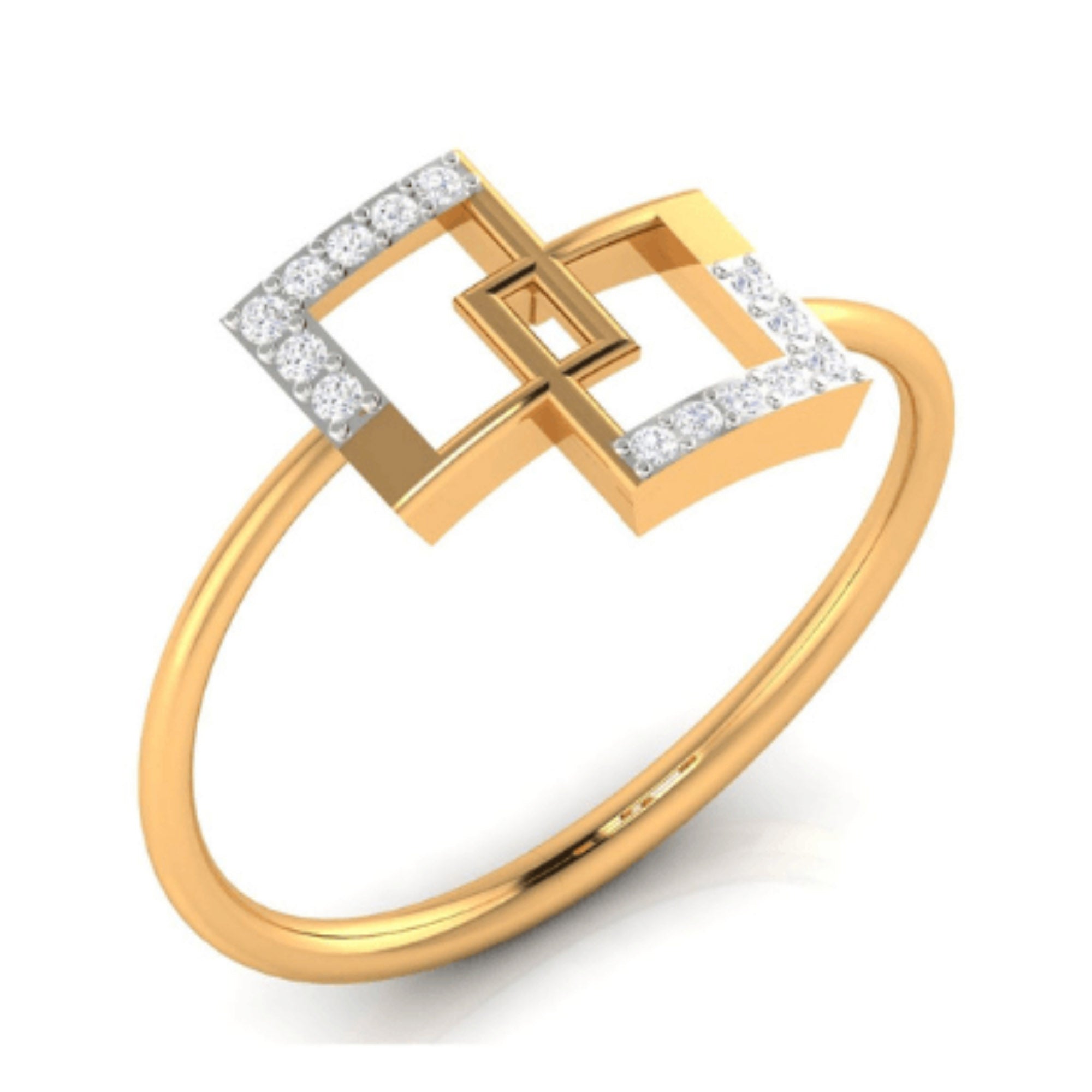 Modern Geometric Interlock Square Ring