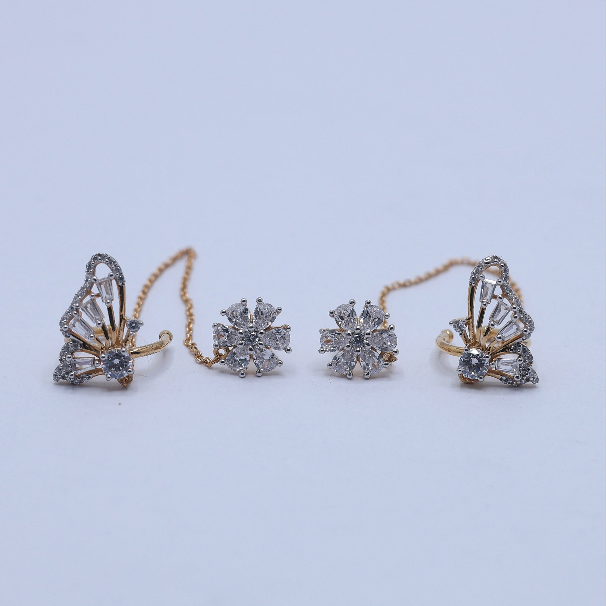 Elegant Yellow Gold Plated Butterfly Earrings