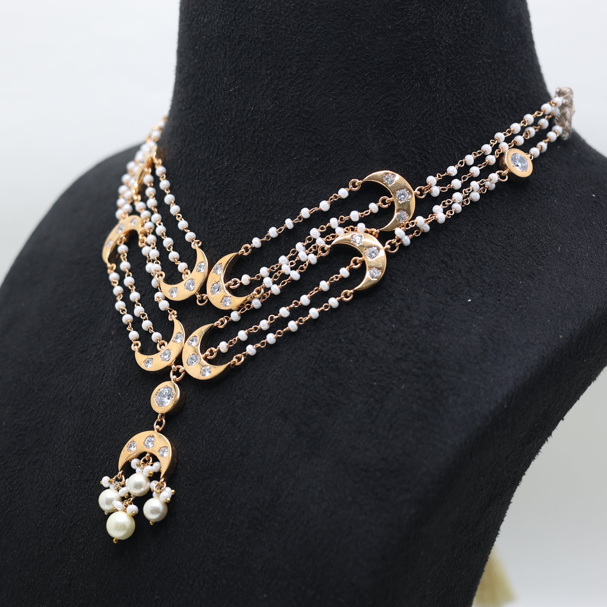 Multi Layered Crescent Moon Necklace