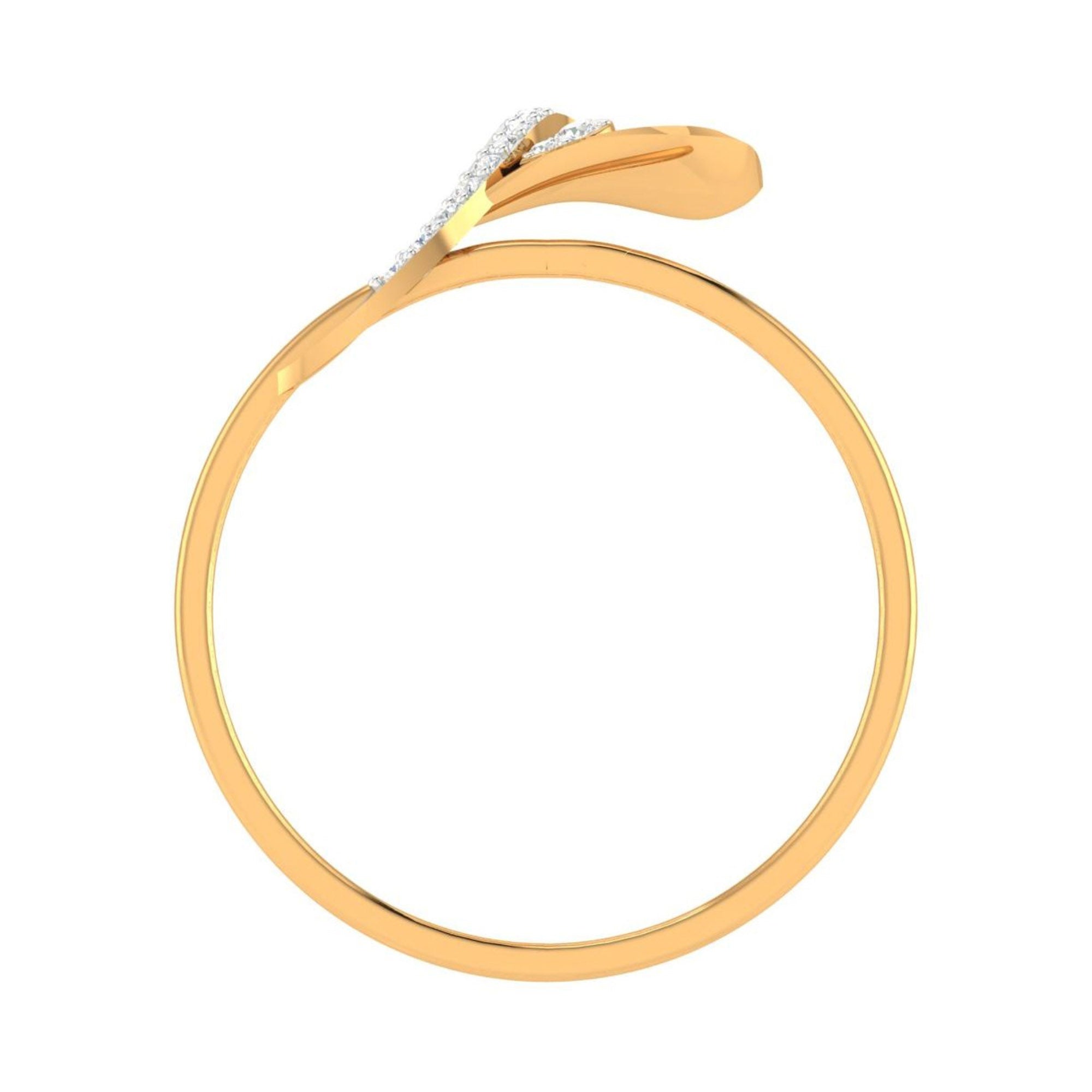 Gold Plated Curved Diamond Leaf Ring