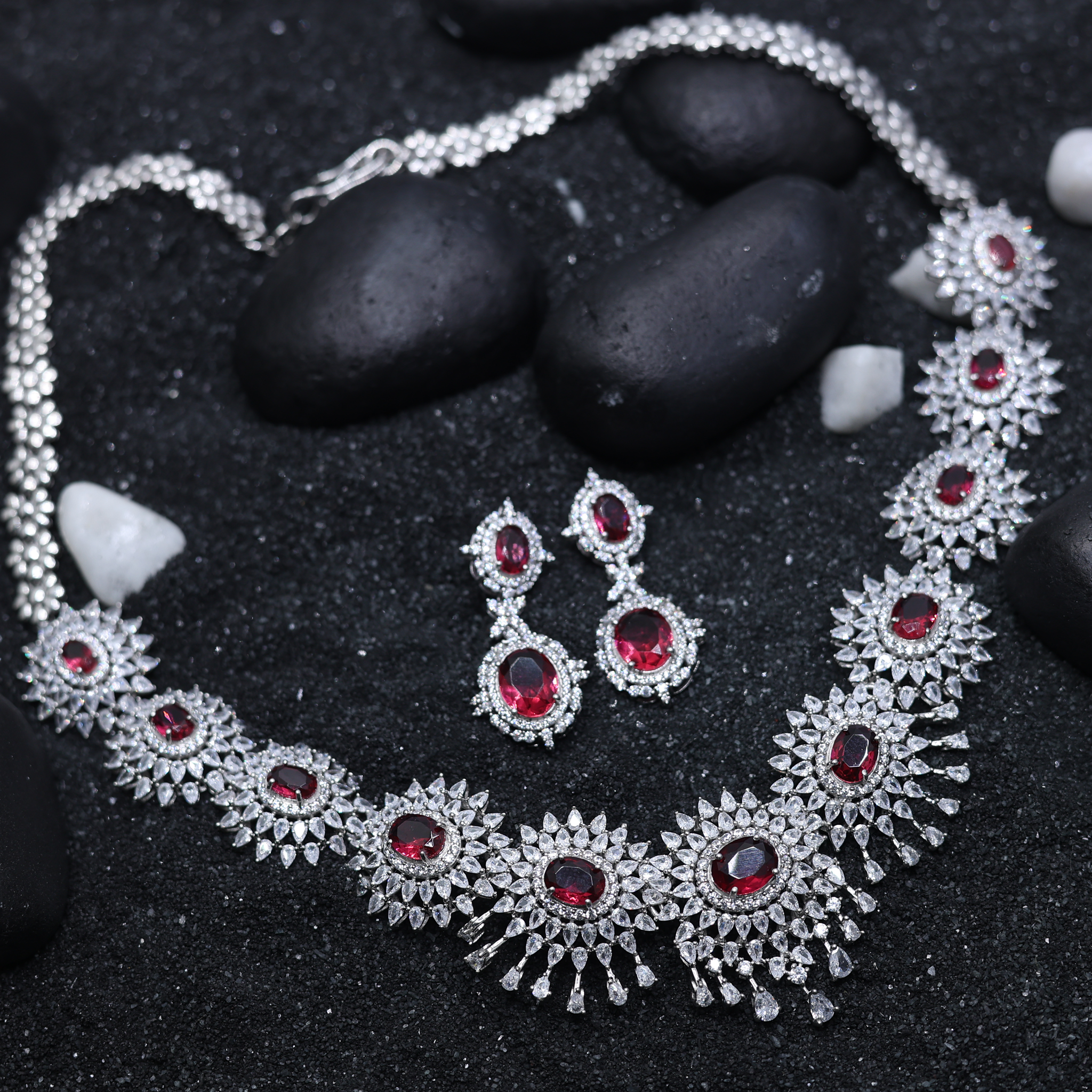 Royal Bridal Ruby Necklace Set