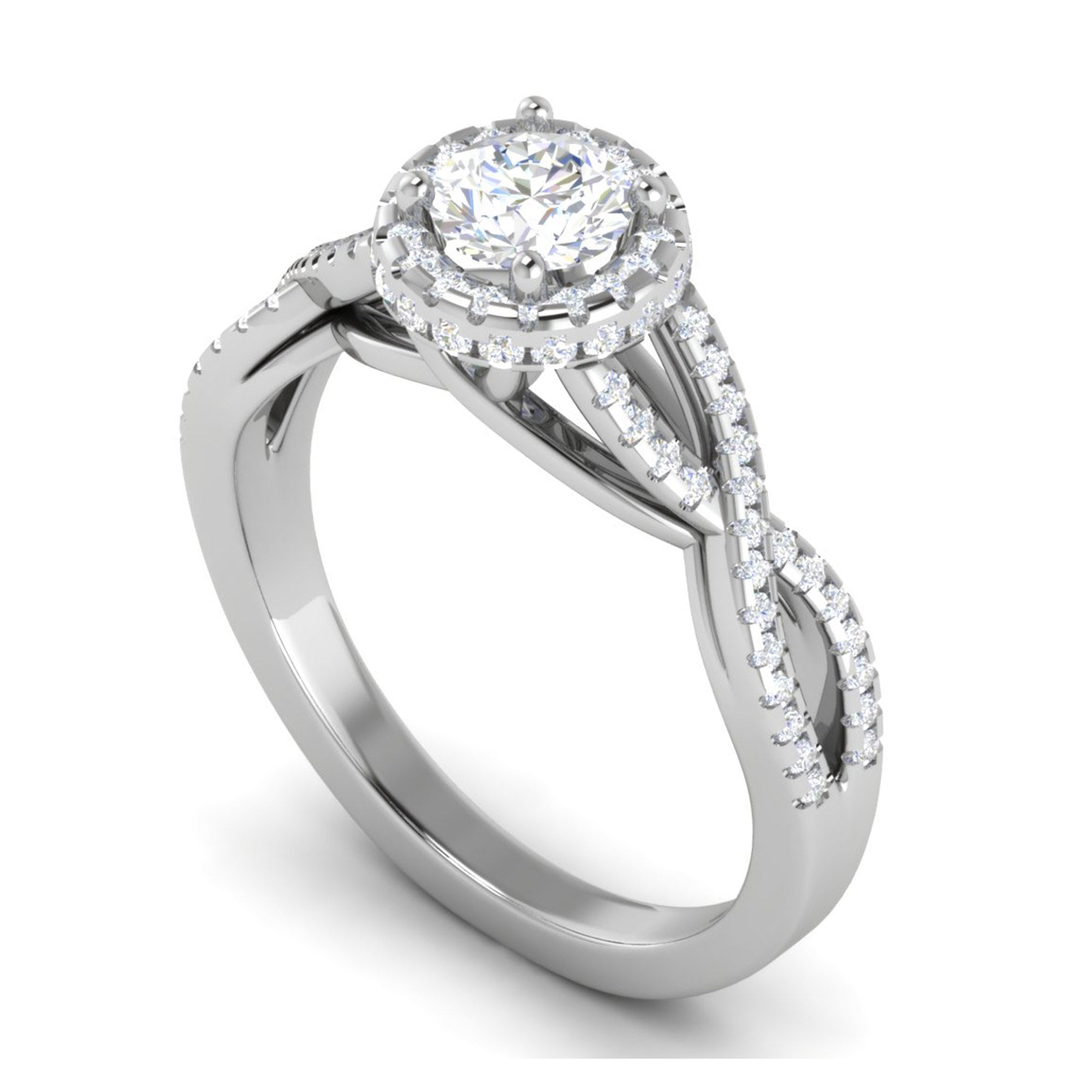 White Gold Plated Crossover Halo Ring