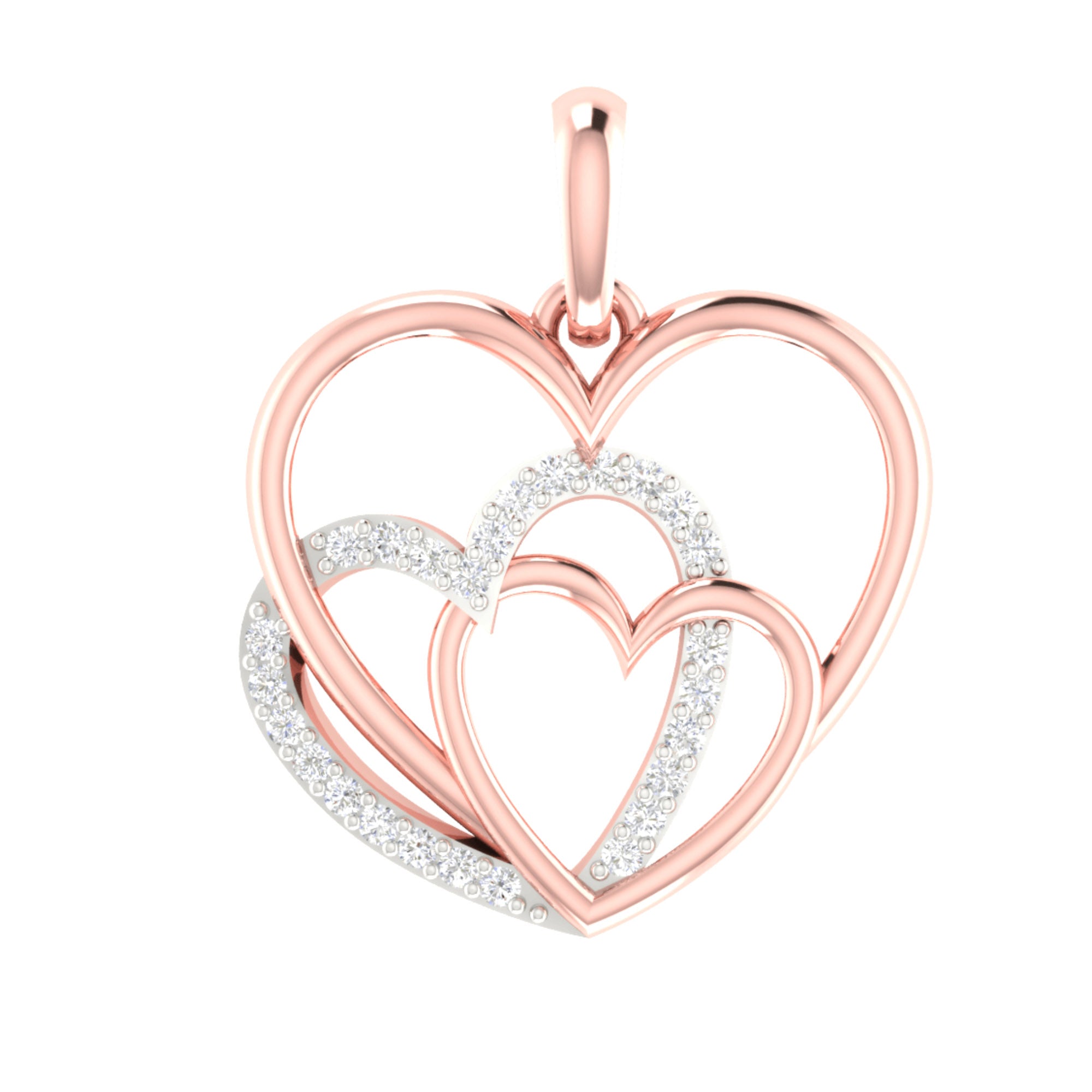 Triple Heart Rose Gold Pendant