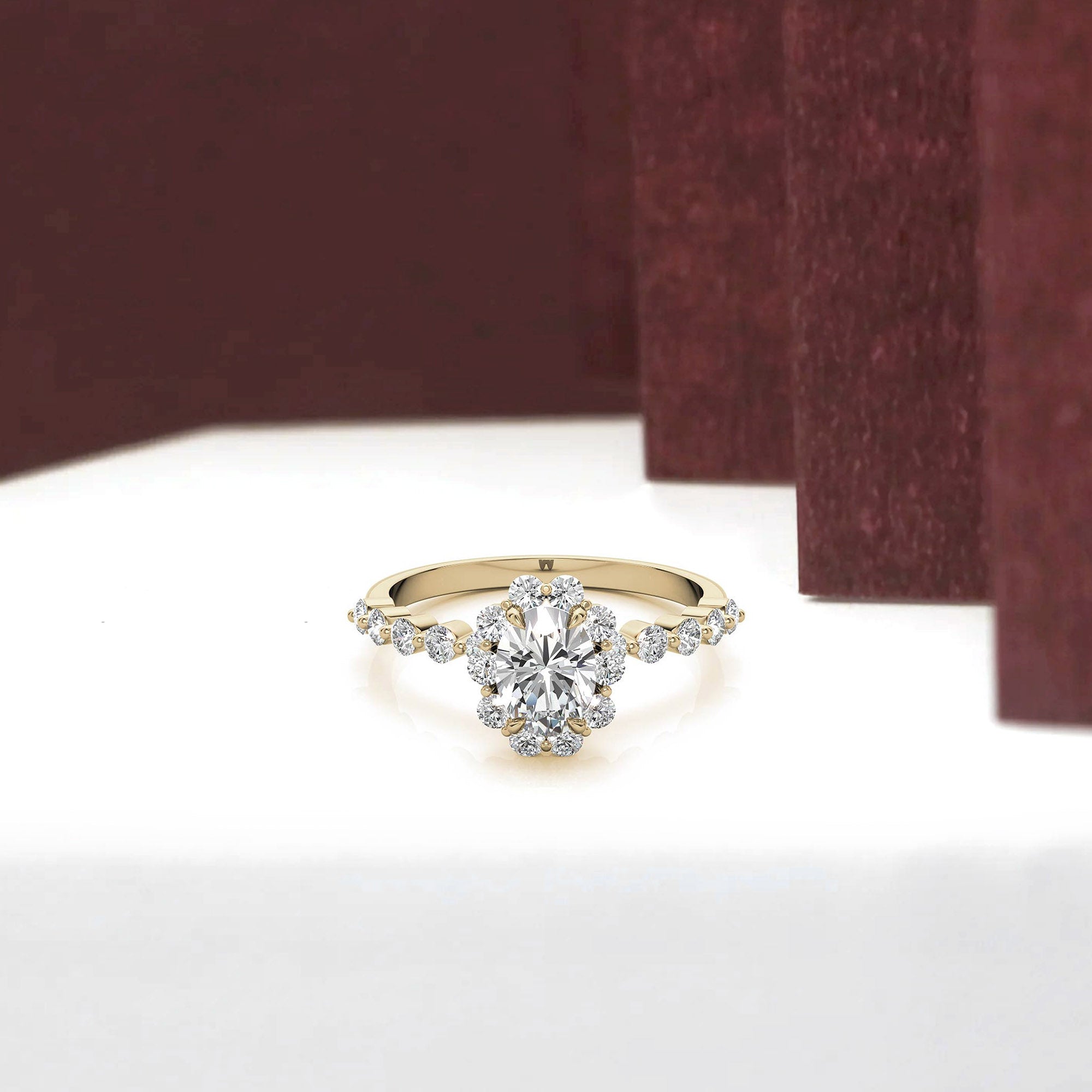 Gold Plated Oval Halo Ring
