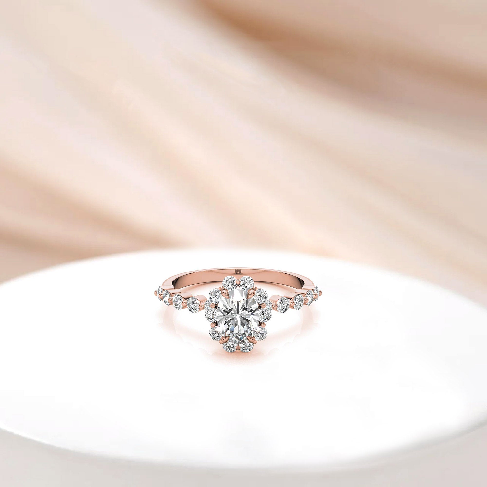 Rose Gold Oval Halo Ring