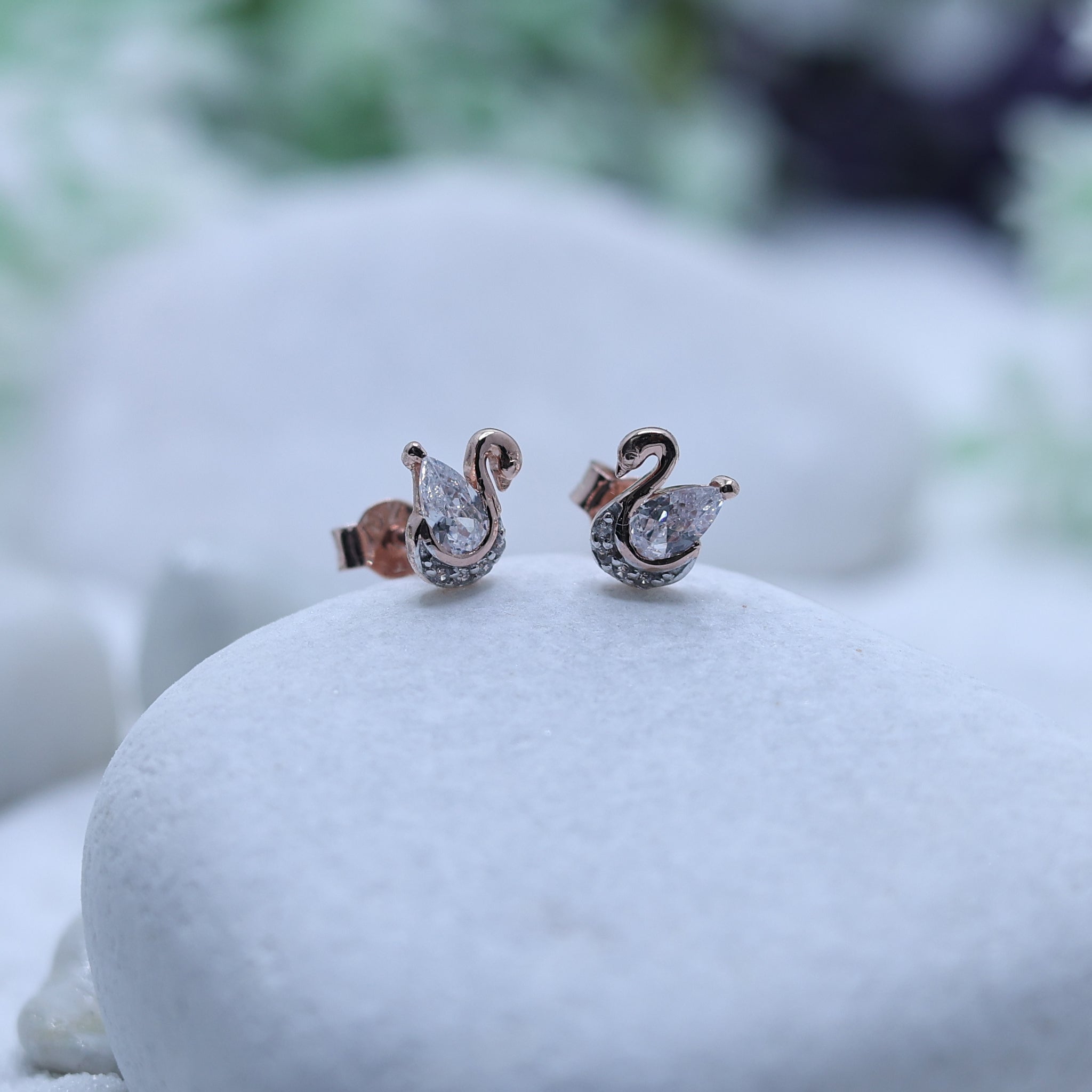 Kids Swan Earrings in Sterling Silver