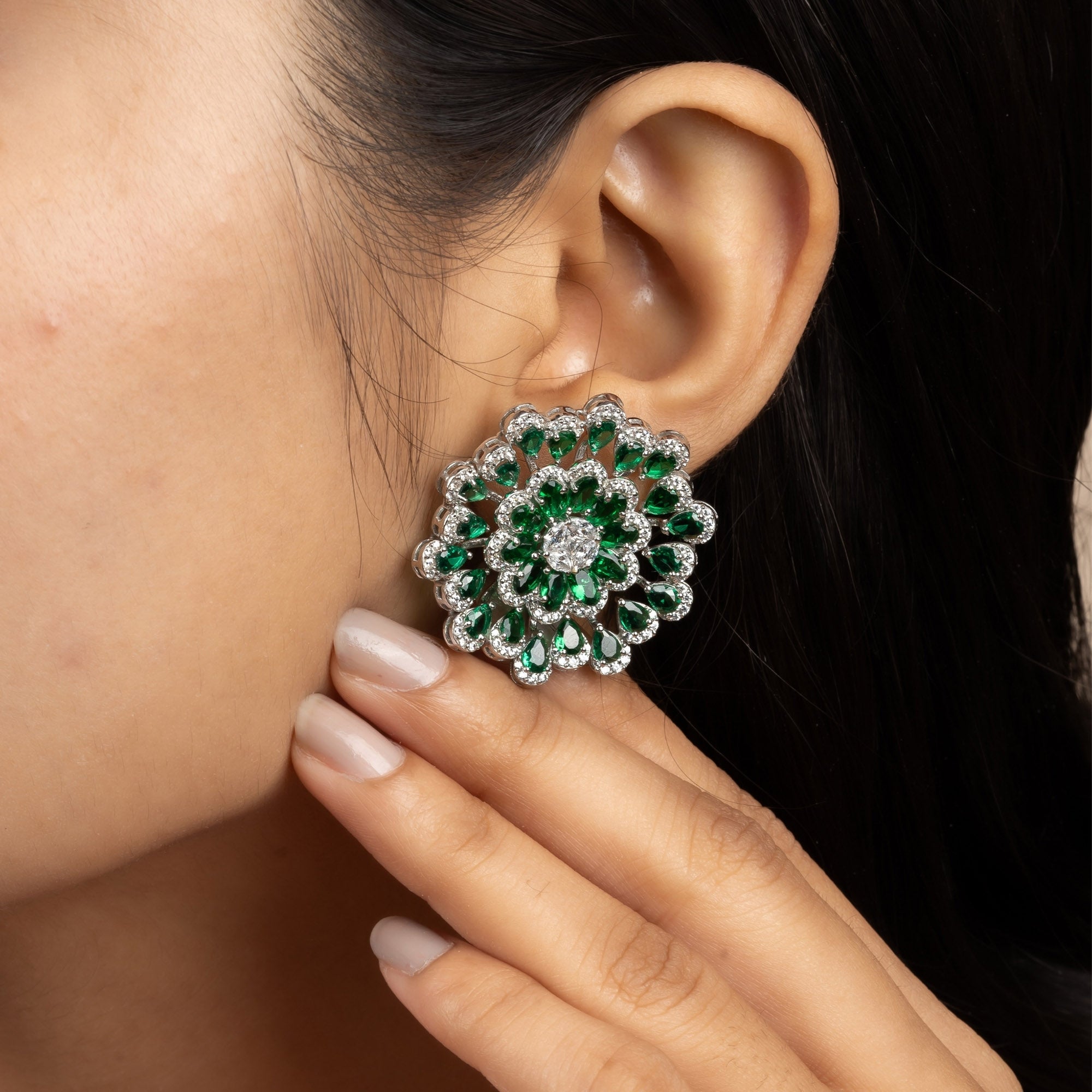 Emerald Vintage Inspired Stud Earring